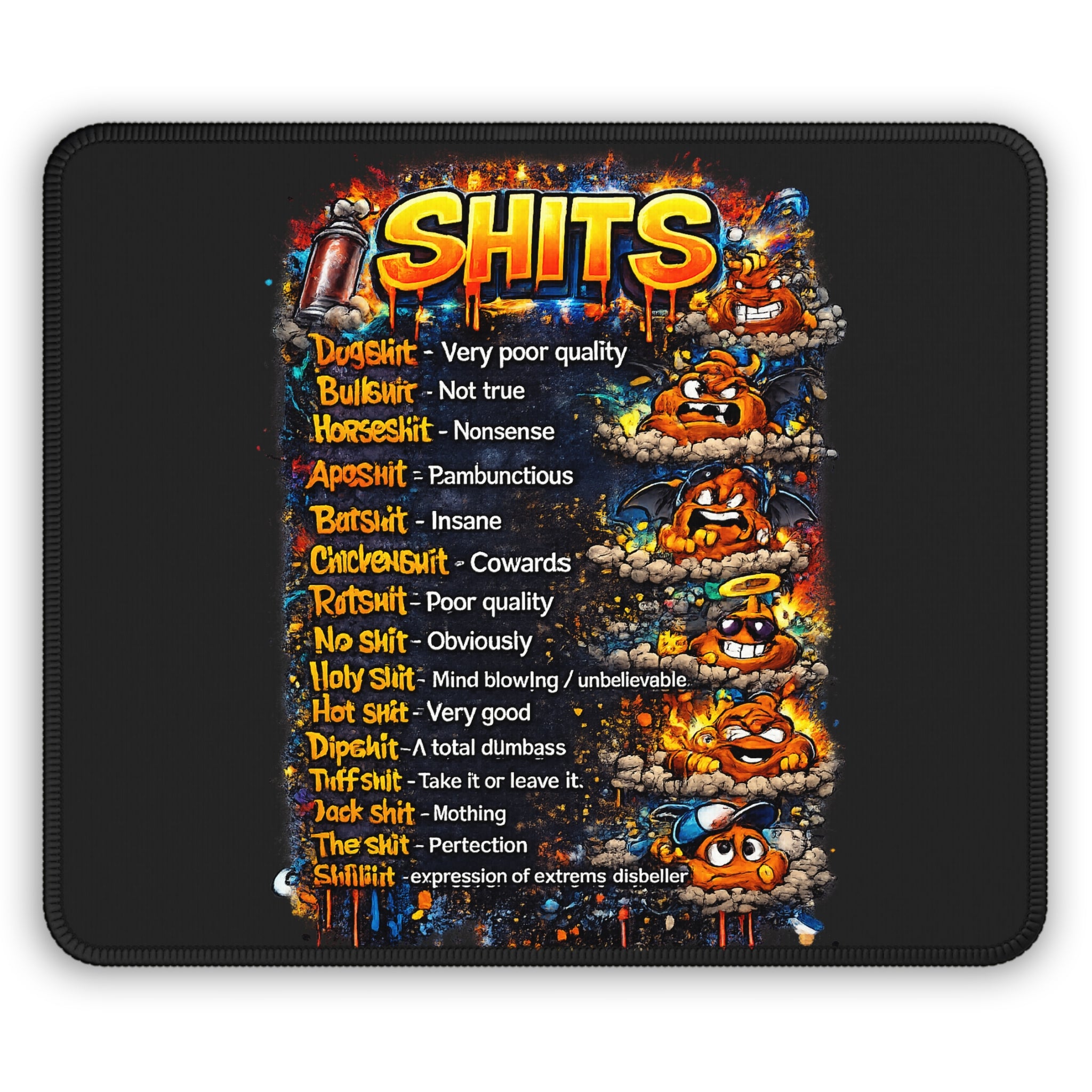 Shits Definition Chart Gaming Mouse Pad | Funny Profanity Typography