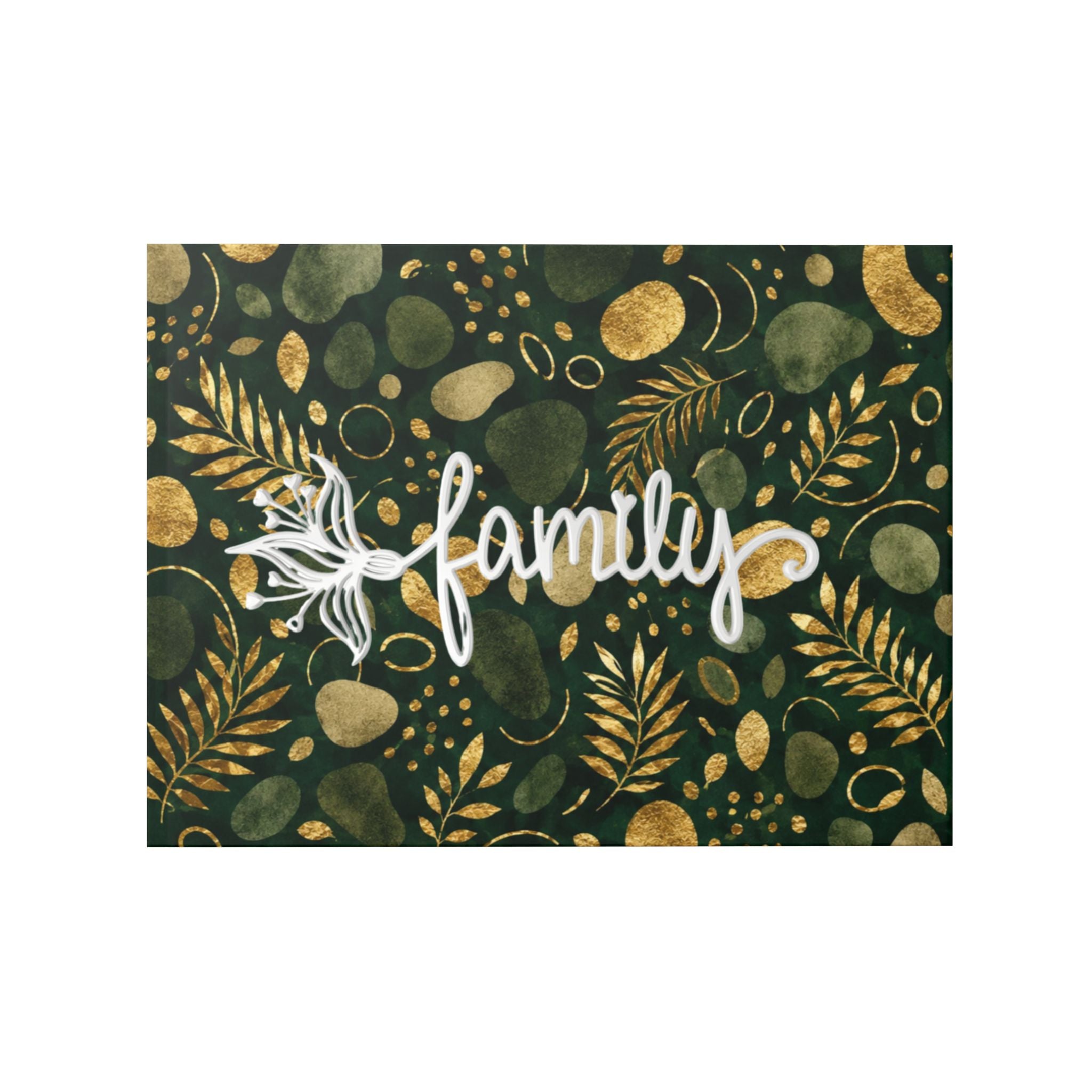 Green and Gold Leaf Pattern Hardcover Photo Book | Botanical Abstract Art