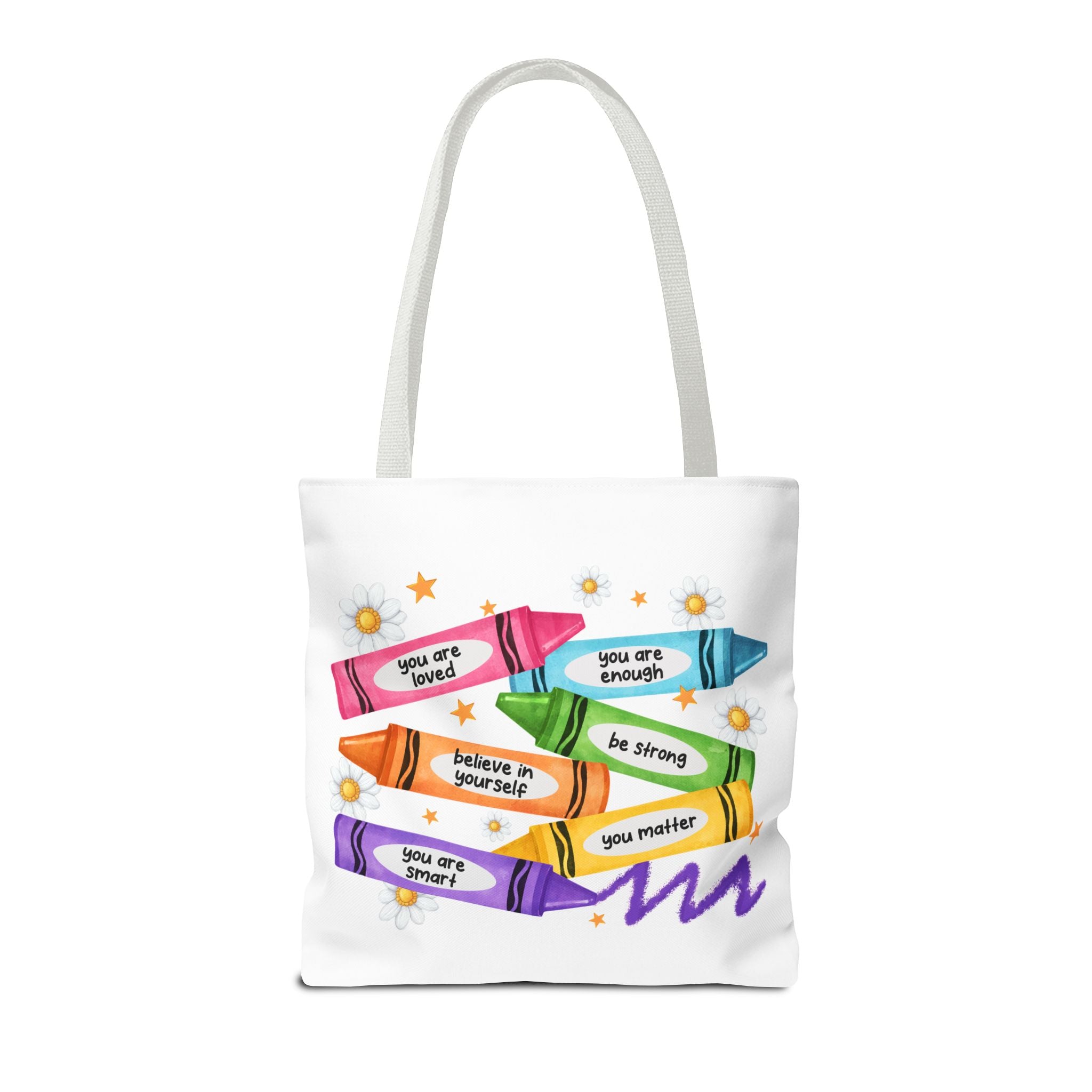 Color the World with Kindness tote bag | crayon positive affirmation design