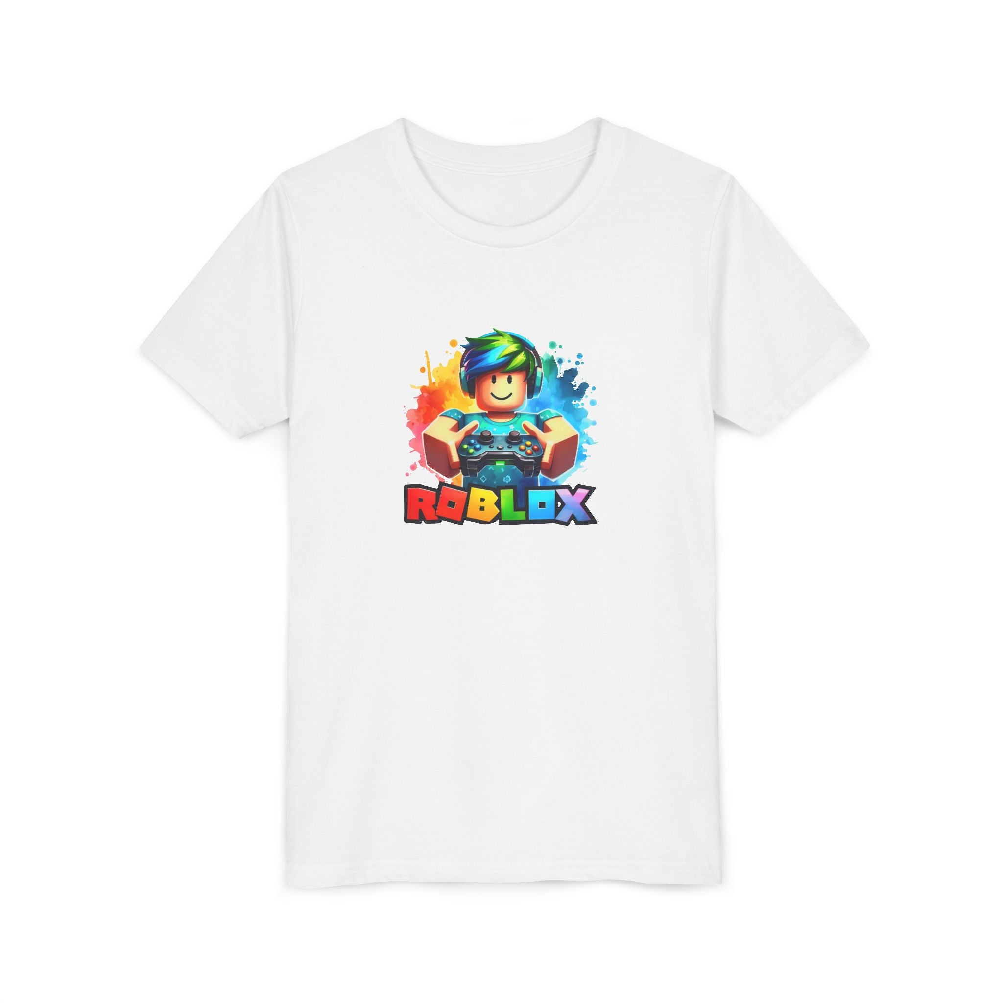 Rainbow Roblox Character Youth Tee | Gaming Logo Kids Shirt