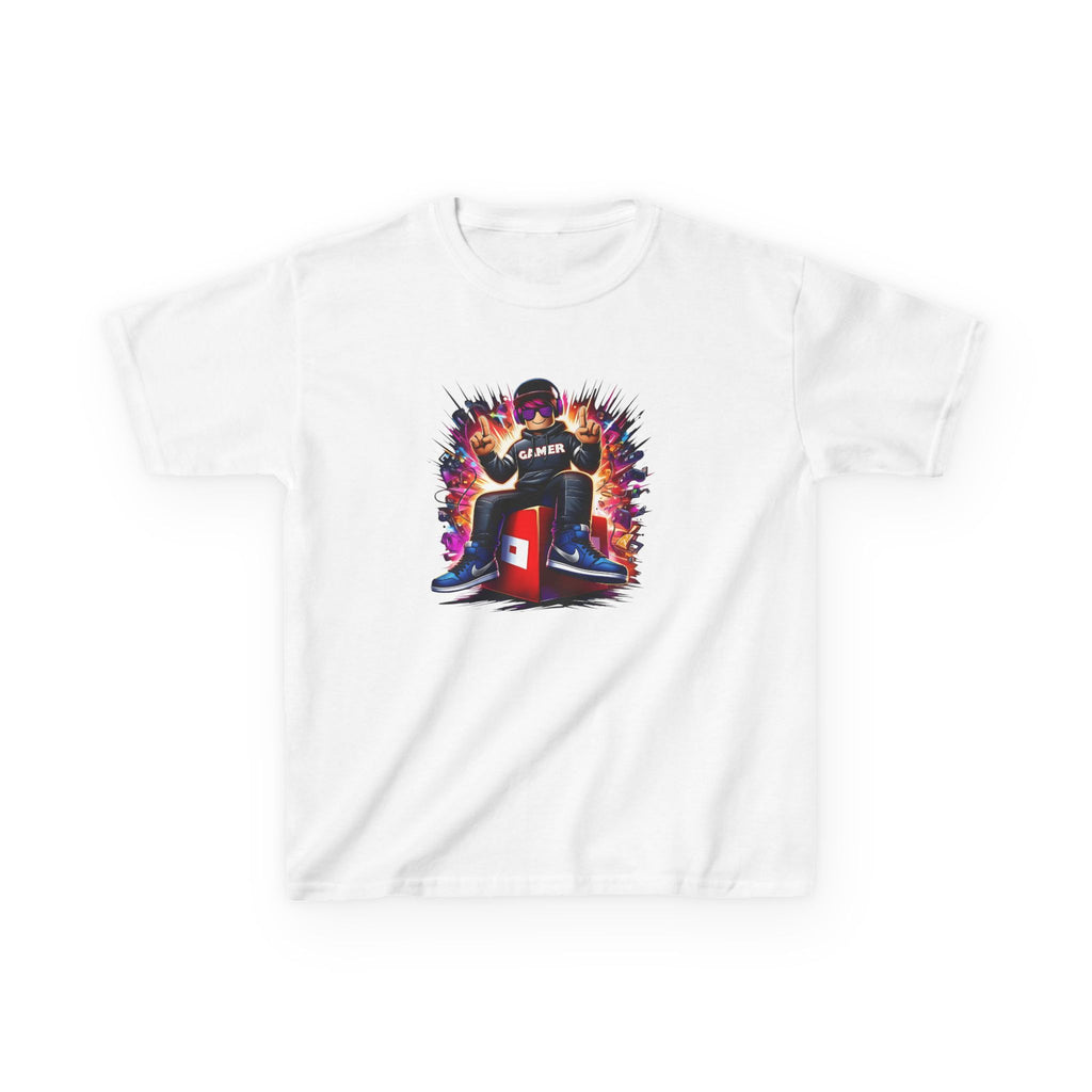 Retro Arcade Controller Kids Tee | Gamer Character, Colorful Explosion
