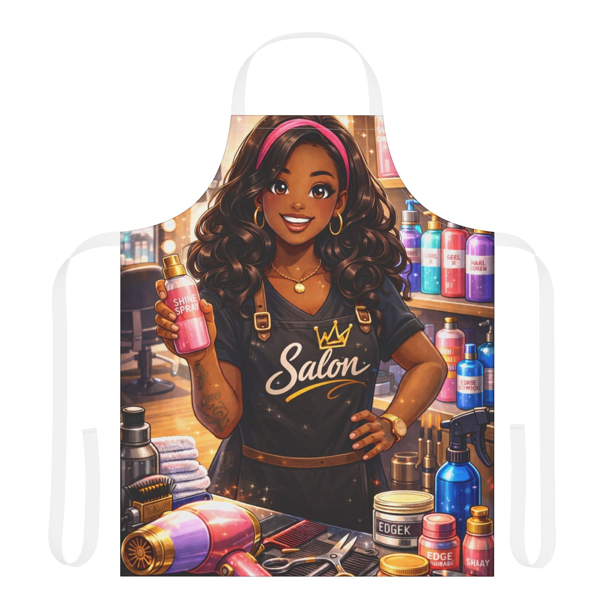 Salon Girl Illustration Apron | Hairdresser Salon Art Apron