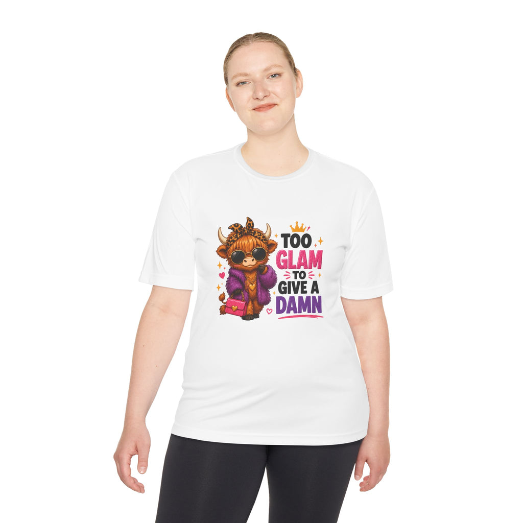 Too Glam To Give A Damn Highland Cow Tee | Cute Glam Cow Shirt