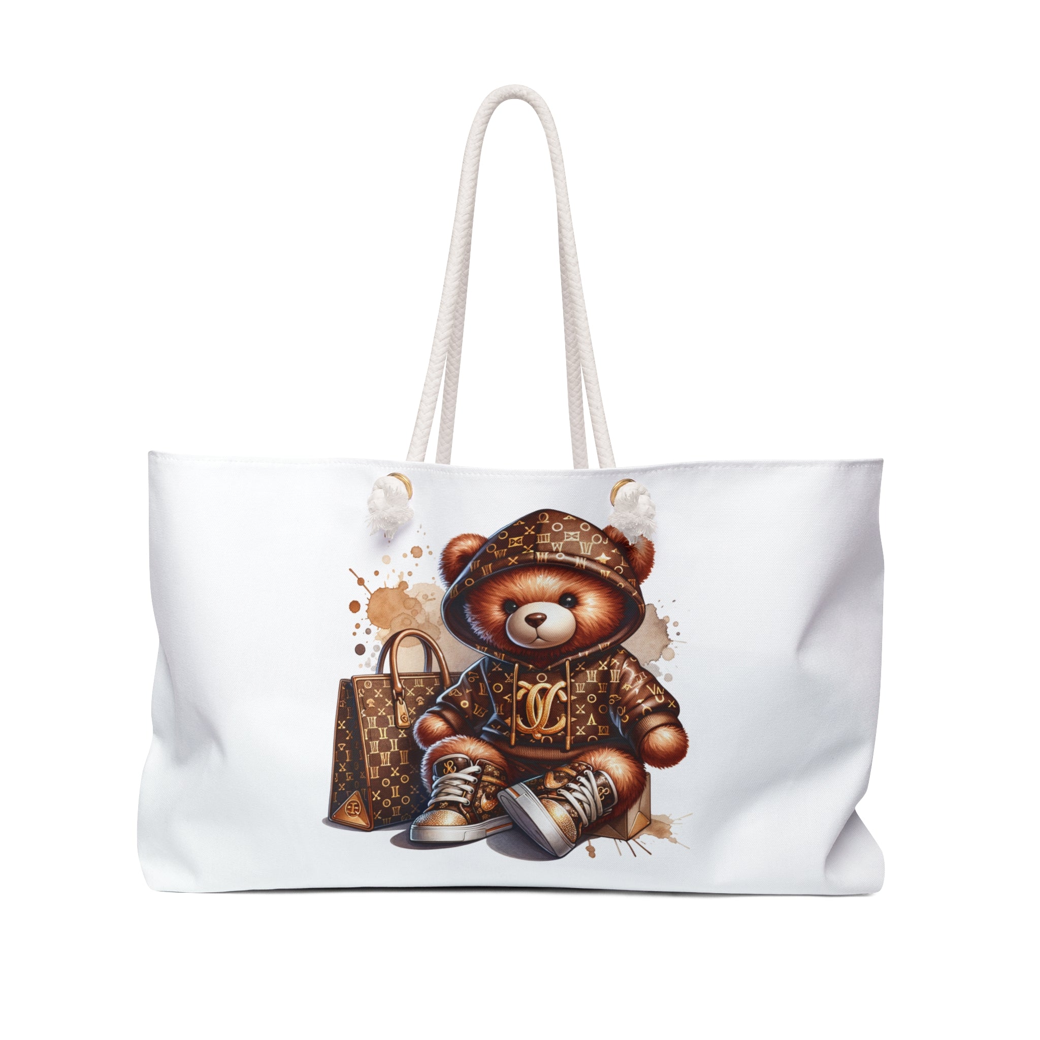 Luxury Teddy Bear Hoodie Print Weekender Bag | Designer Monogram Tote