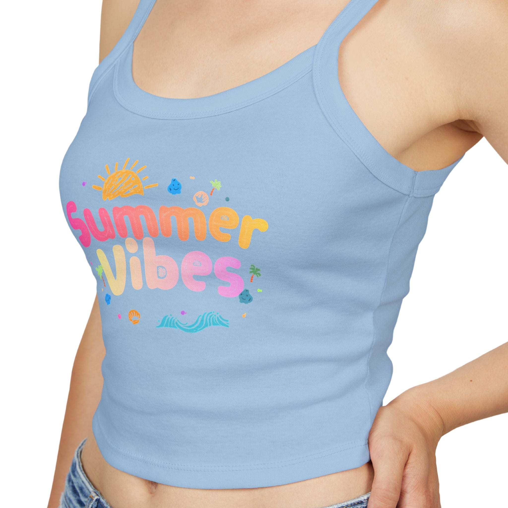Summer Vibes graphic tank top | Spaghetti strap crop