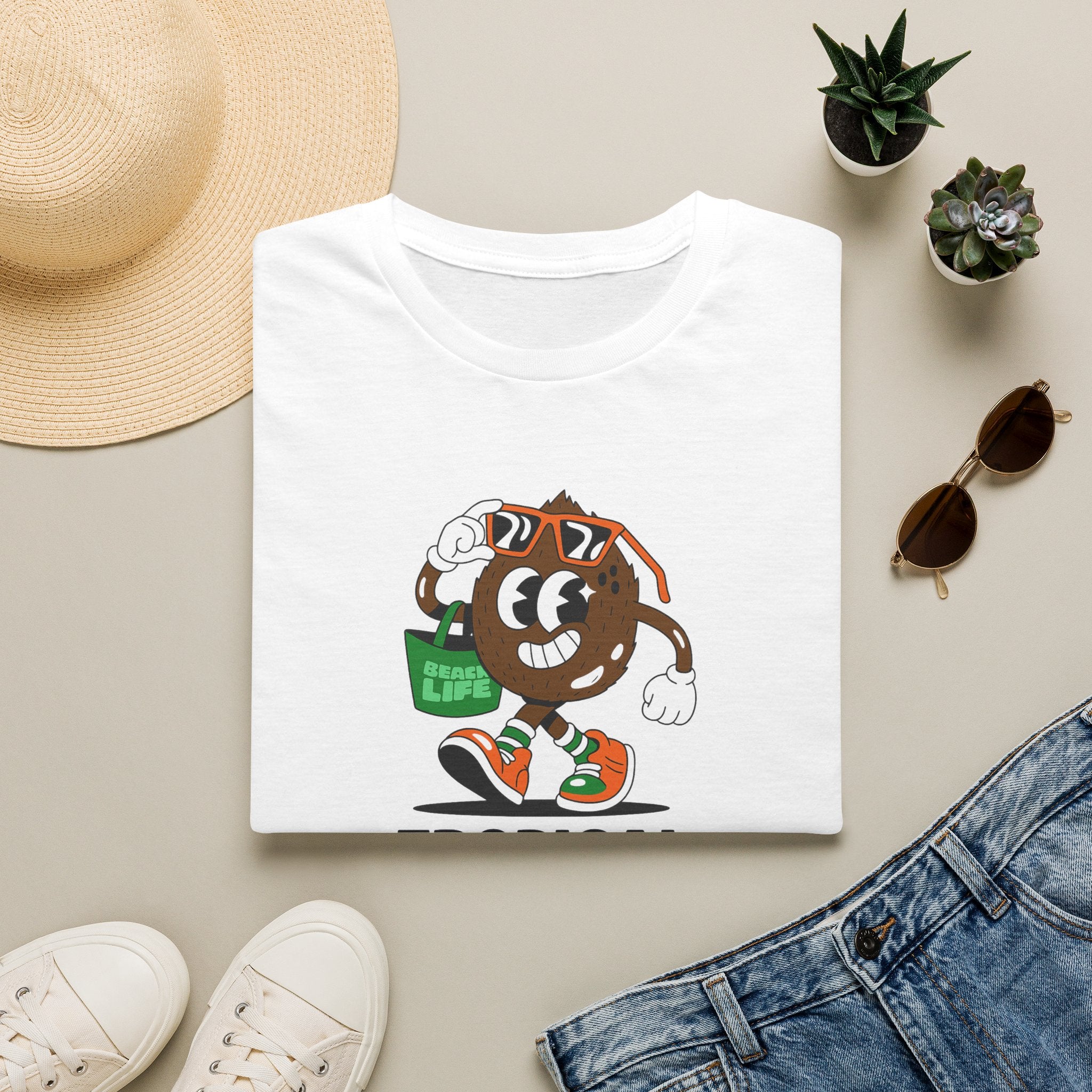T-Shirt — Tropical State of Mind Coconut Cartoon Graphic Tee