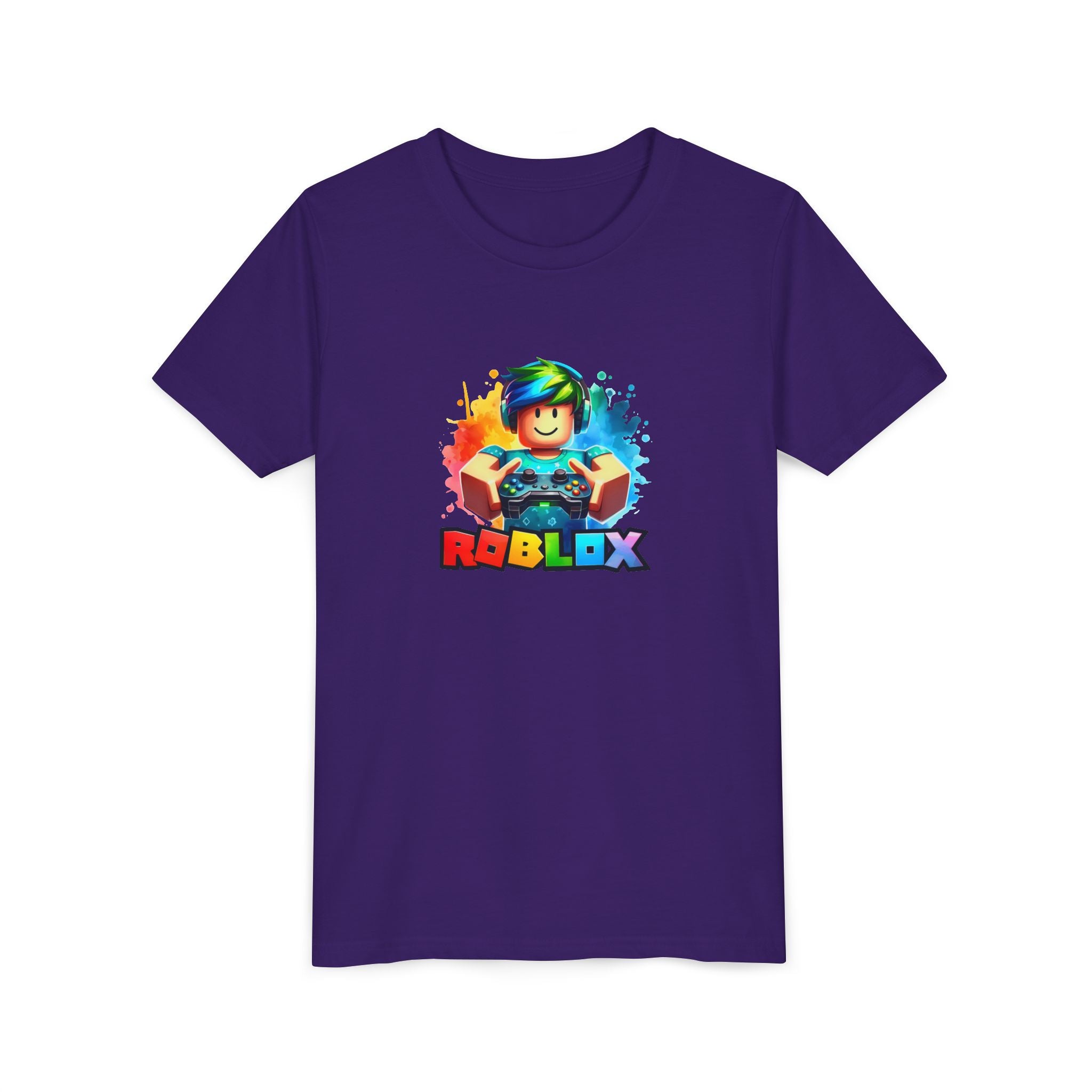 Rainbow Roblox Character Youth Tee | Gaming Logo Kids Shirt