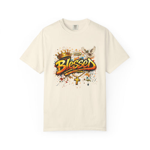 Blessed Graffiti Cross Dove Crown Christian Faith T-shirt