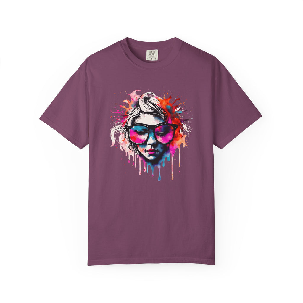Colorful Drip Sunglasses Portrait T-Shirt | Watercolor Face Art
