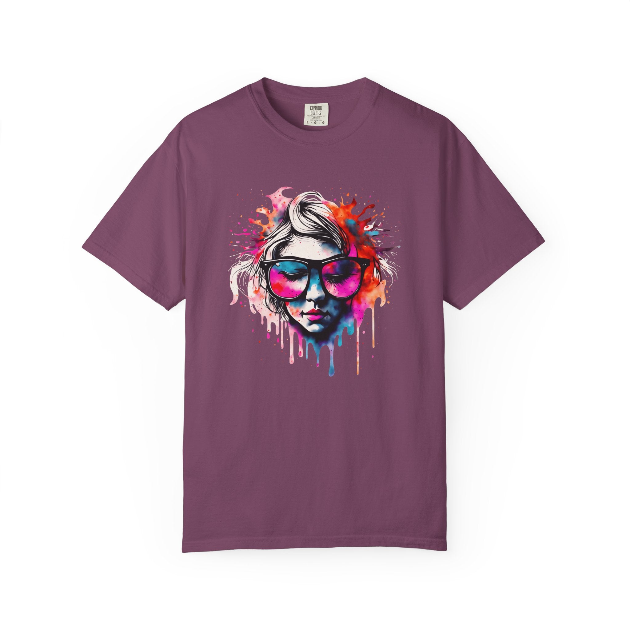 Colorful Drip Sunglasses Portrait T-Shirt | Watercolor Face Art