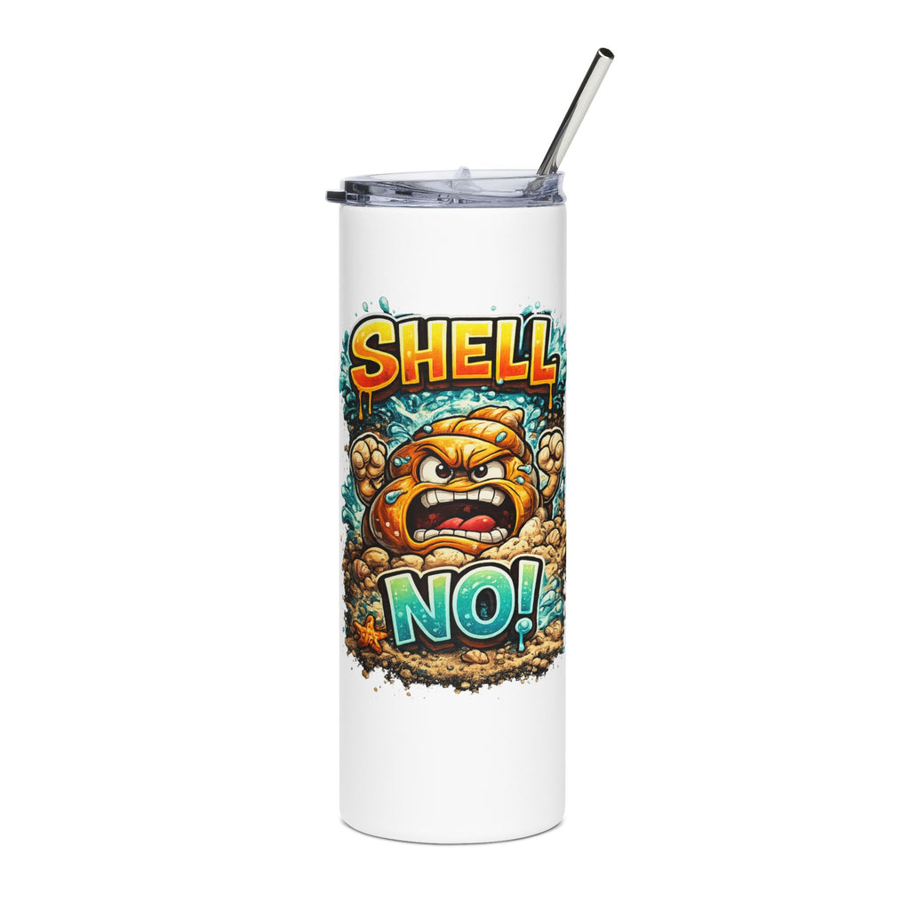 Shell No! Tumbler | Angry Seashell Illustration, 20oz Stainless Steel