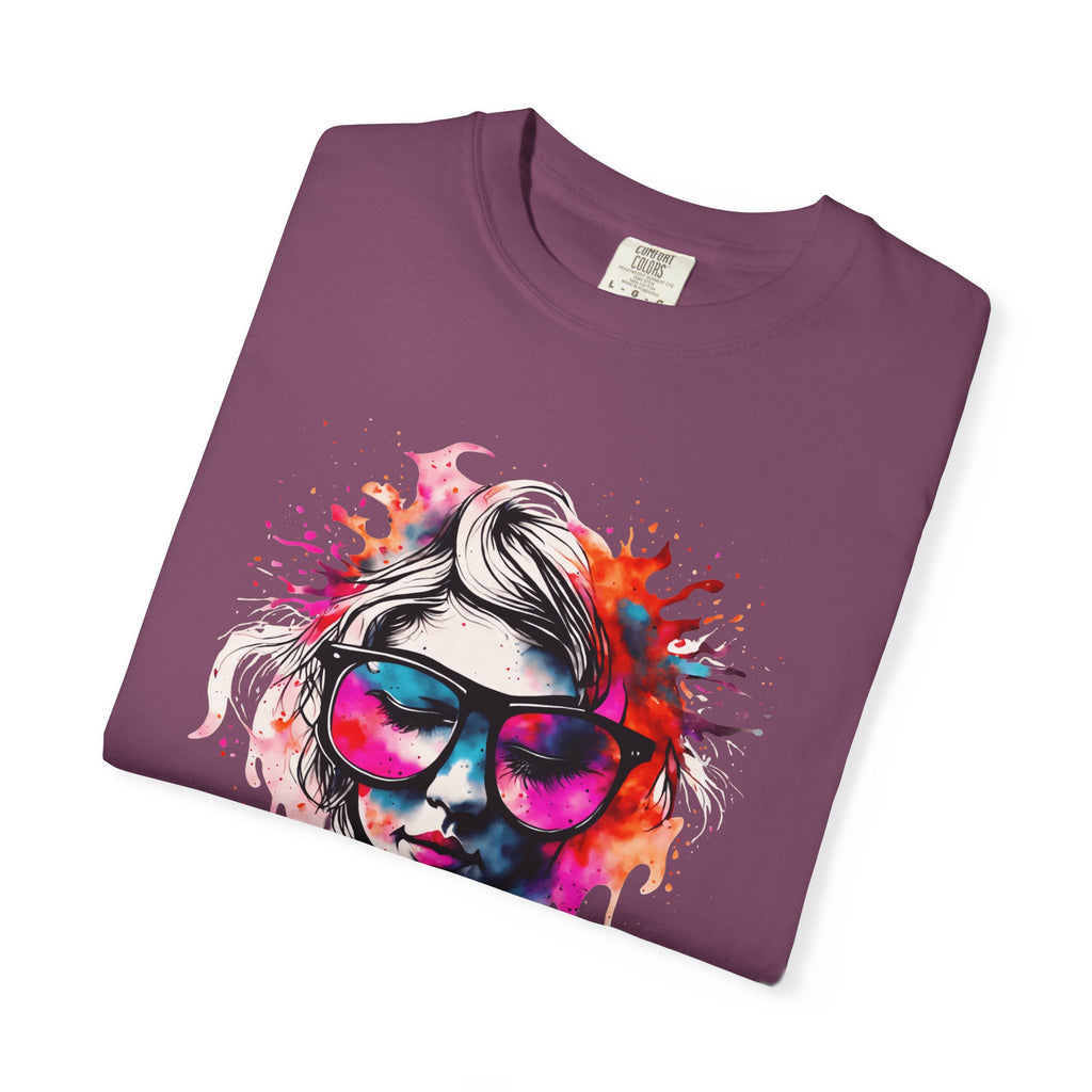 Colorful Drip Sunglasses Portrait T-Shirt | Watercolor Face Art