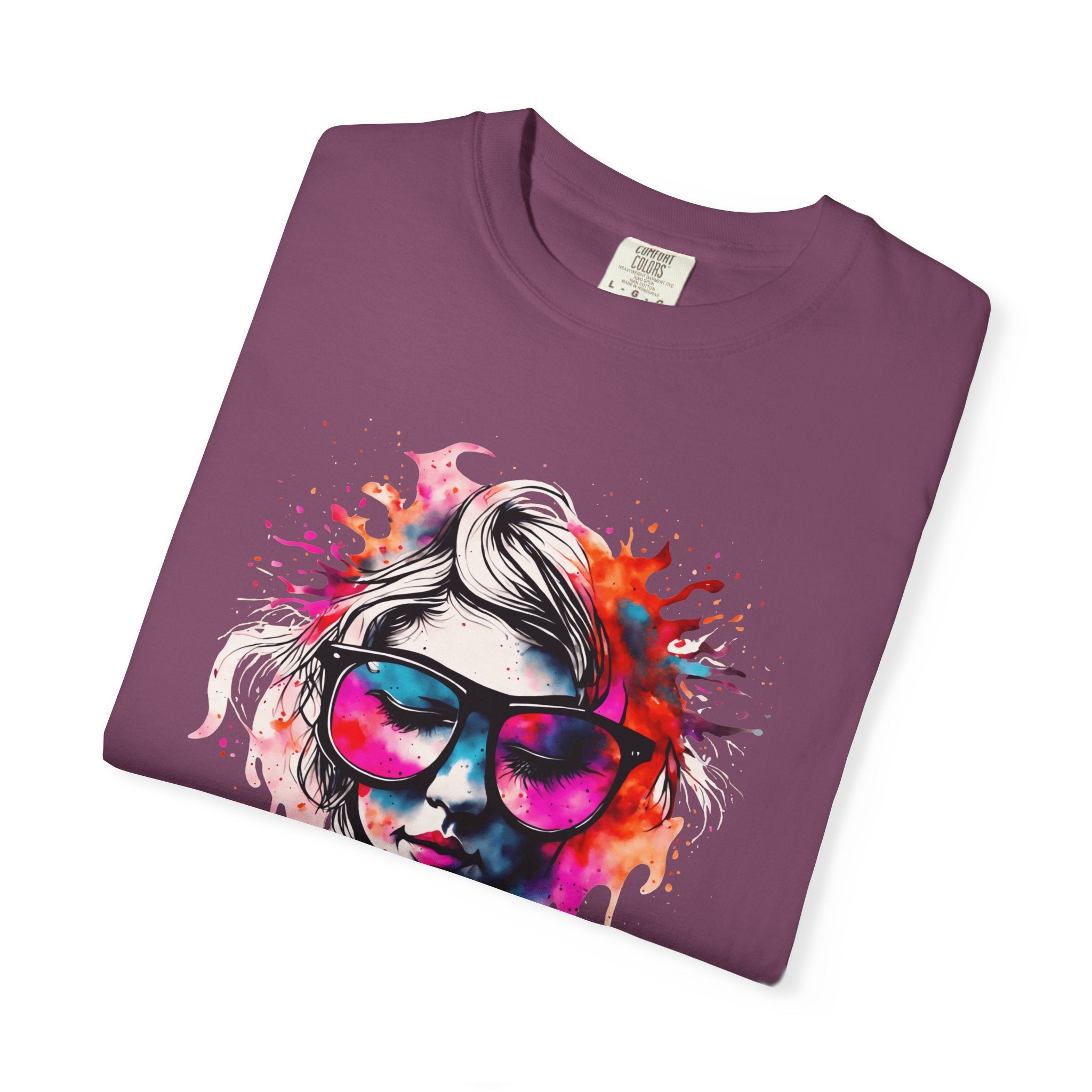 Colorful Drip Sunglasses Portrait T-Shirt | Watercolor Face Art