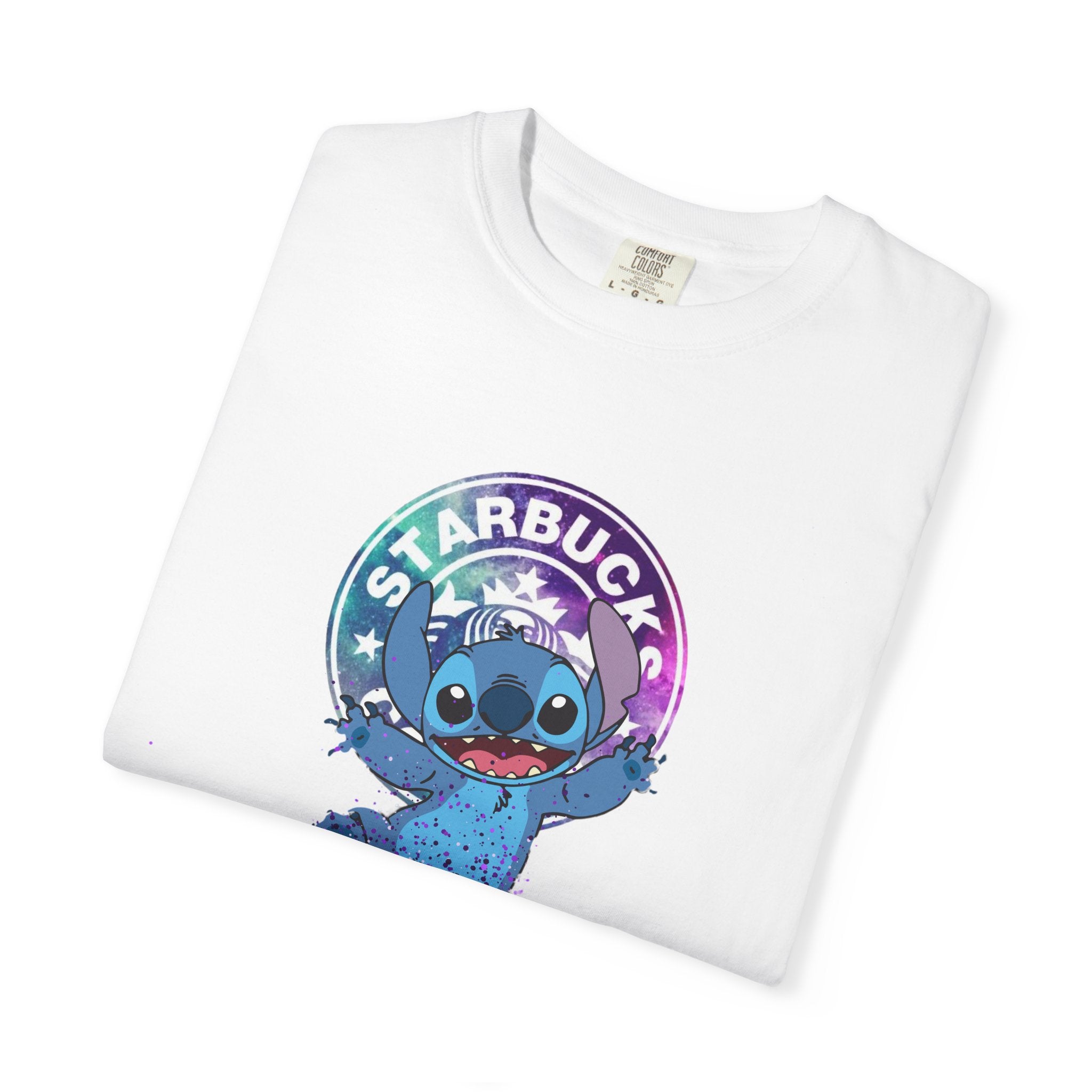 Stitch Coffee Logo Tee — Cute 'Starbucks' Inspired Cartoon T-Shirt