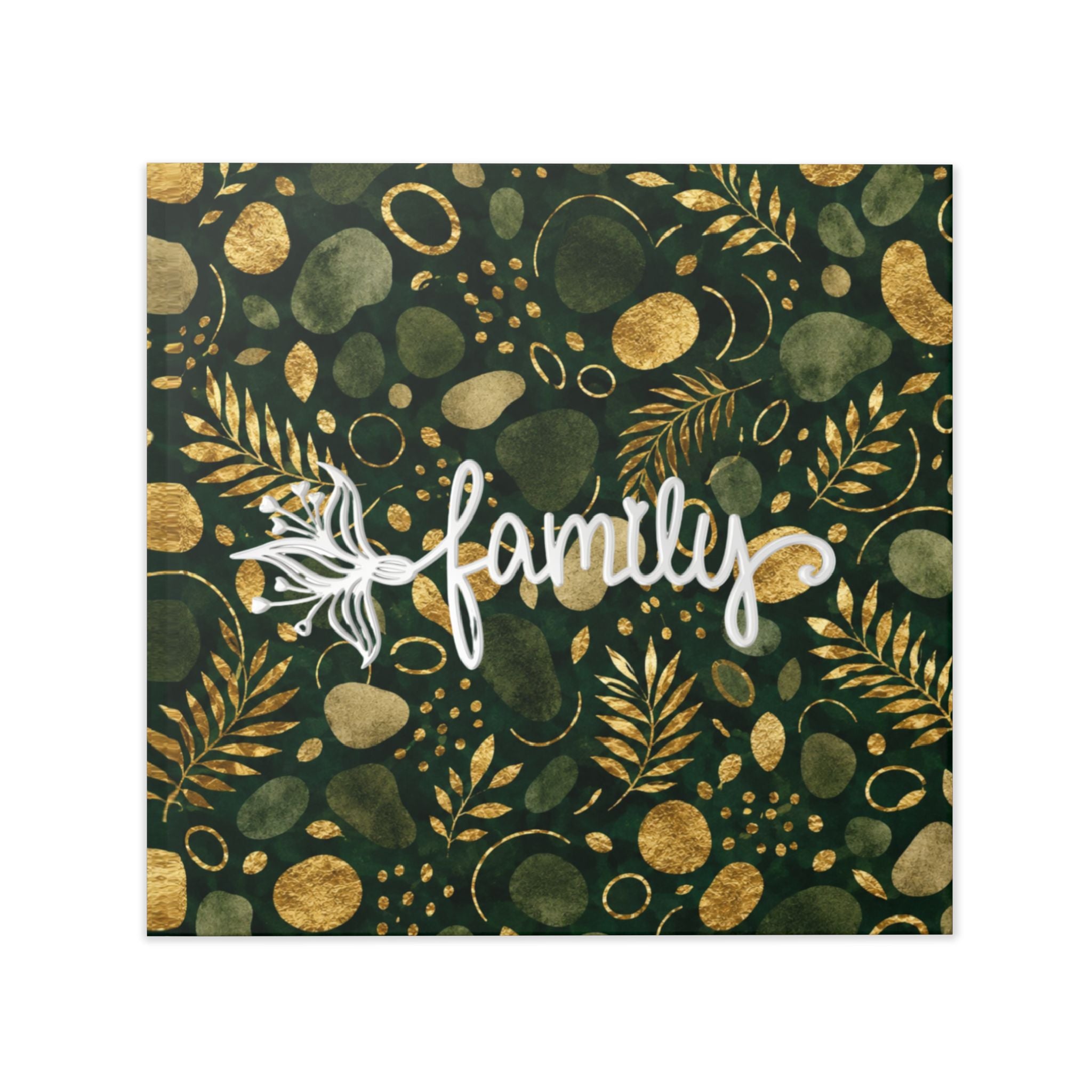 Green and Gold Leaf Pattern Hardcover Photo Book | Botanical Abstract Art