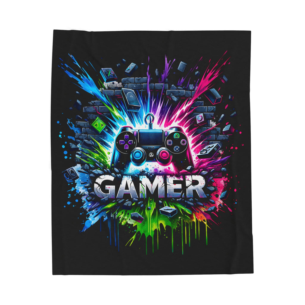 Colorful Gamer Controller Blanket | Video Game Splash Design
