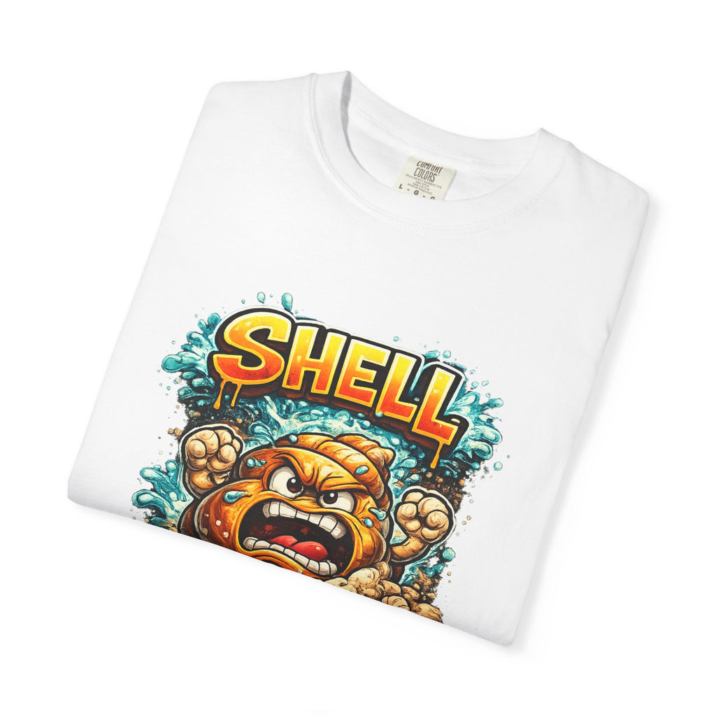Angry Turtle Shell Cartoon T-shirt | Bold Typography, Creature Illustration