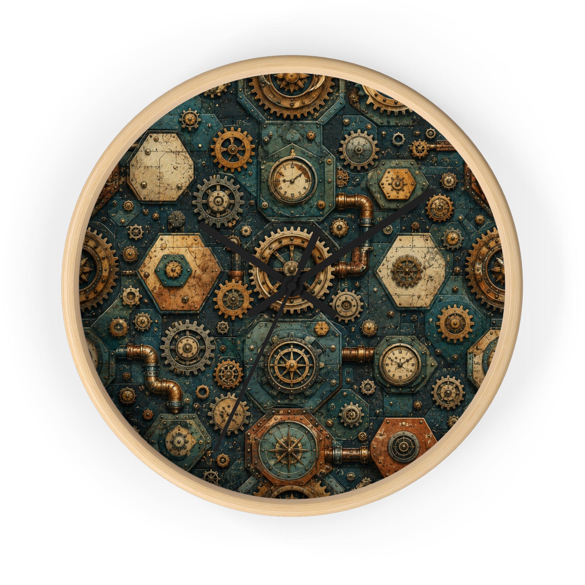 Steampunk Gears Wall Clock | Industrial Mechanical Clockwork Decor