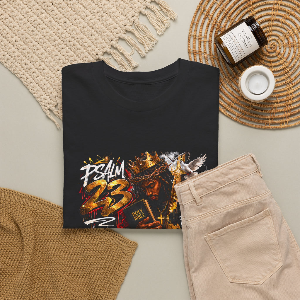 Psalm 23 Knight Illustration Tee | Grunge Typography, Dark Streetwear