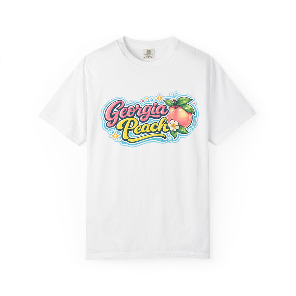 Georgia Peach Retro Illustration T-shirt | Vintage Peach Graphic