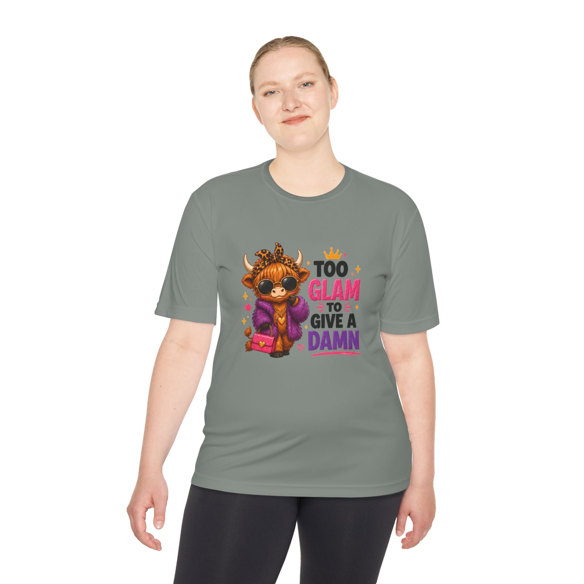 Too Glam To Give A Damn Highland Cow Tee | Cute Glam Cow Shirt