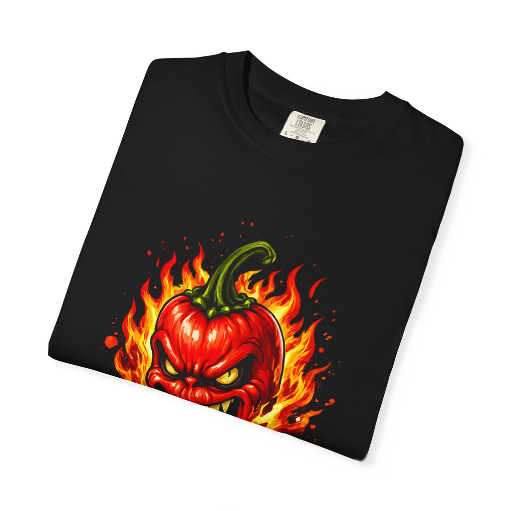 Grinning Chili Pepper Spicy Hot Pepper Graphic T-shirt | Fiery Pepper Design