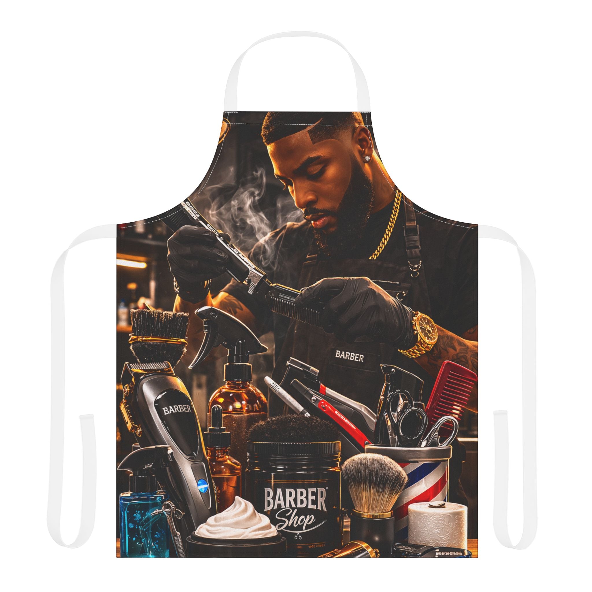 Barber Shop Collage Apron | Barber Tools Shaving Brush Razor