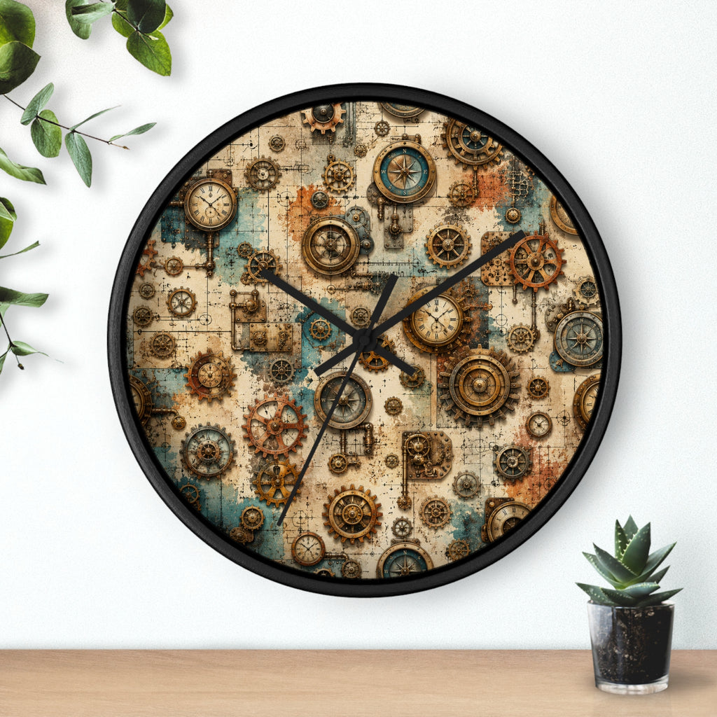 Steampunk Gears Wall Clock, Vintage Industrial Gearwork Timepiece