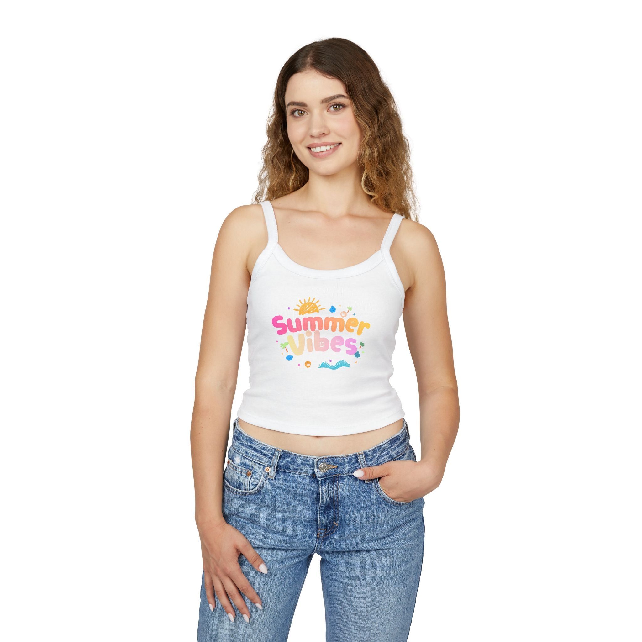 Summer Vibes graphic tank top | Spaghetti strap crop