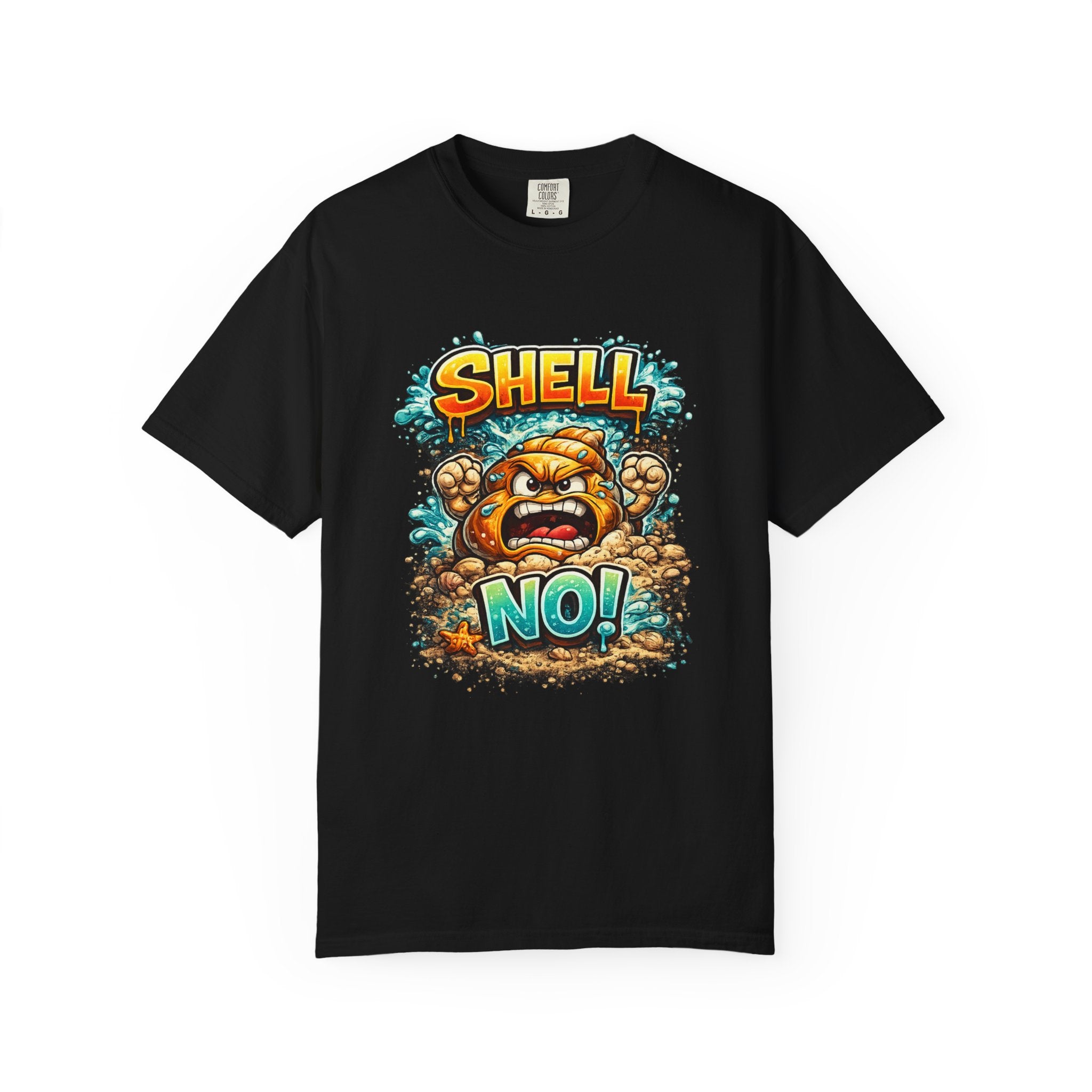 Angry Turtle Shell Cartoon T-shirt | Bold Typography, Creature Illustration