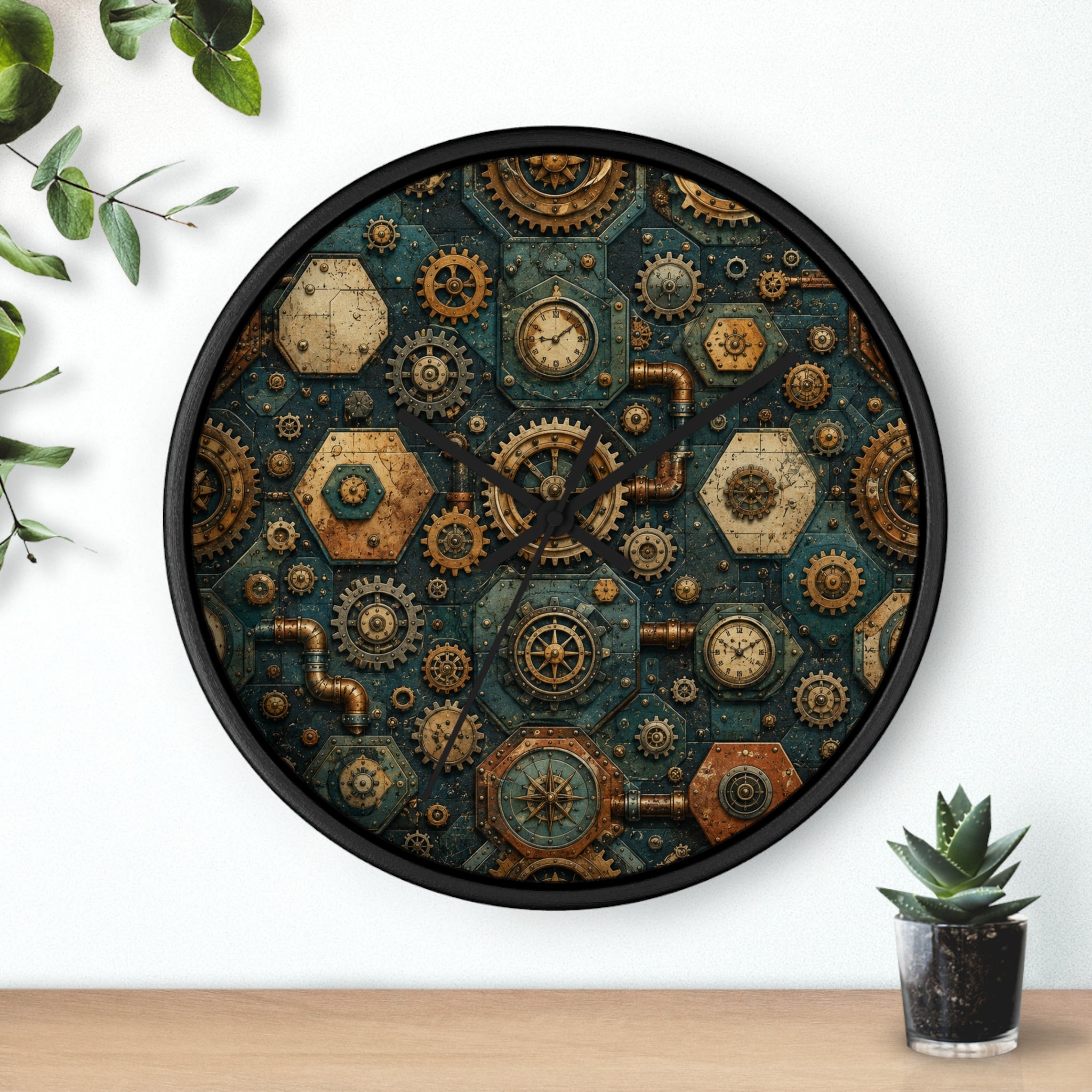 Steampunk Gears Wall Clock | Industrial Mechanical Clockwork Decor