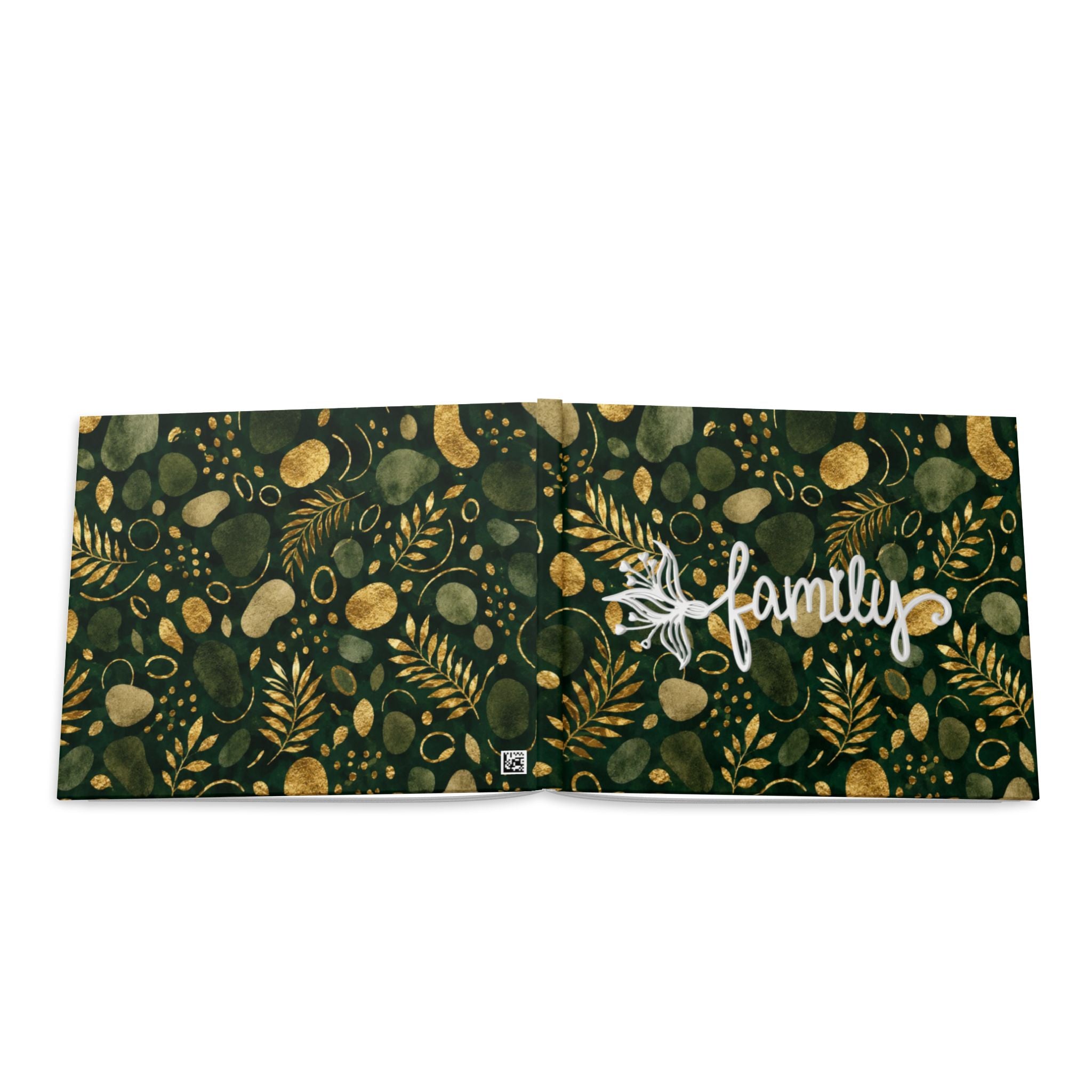 Green and Gold Leaf Pattern Hardcover Photo Book | Botanical Abstract Art