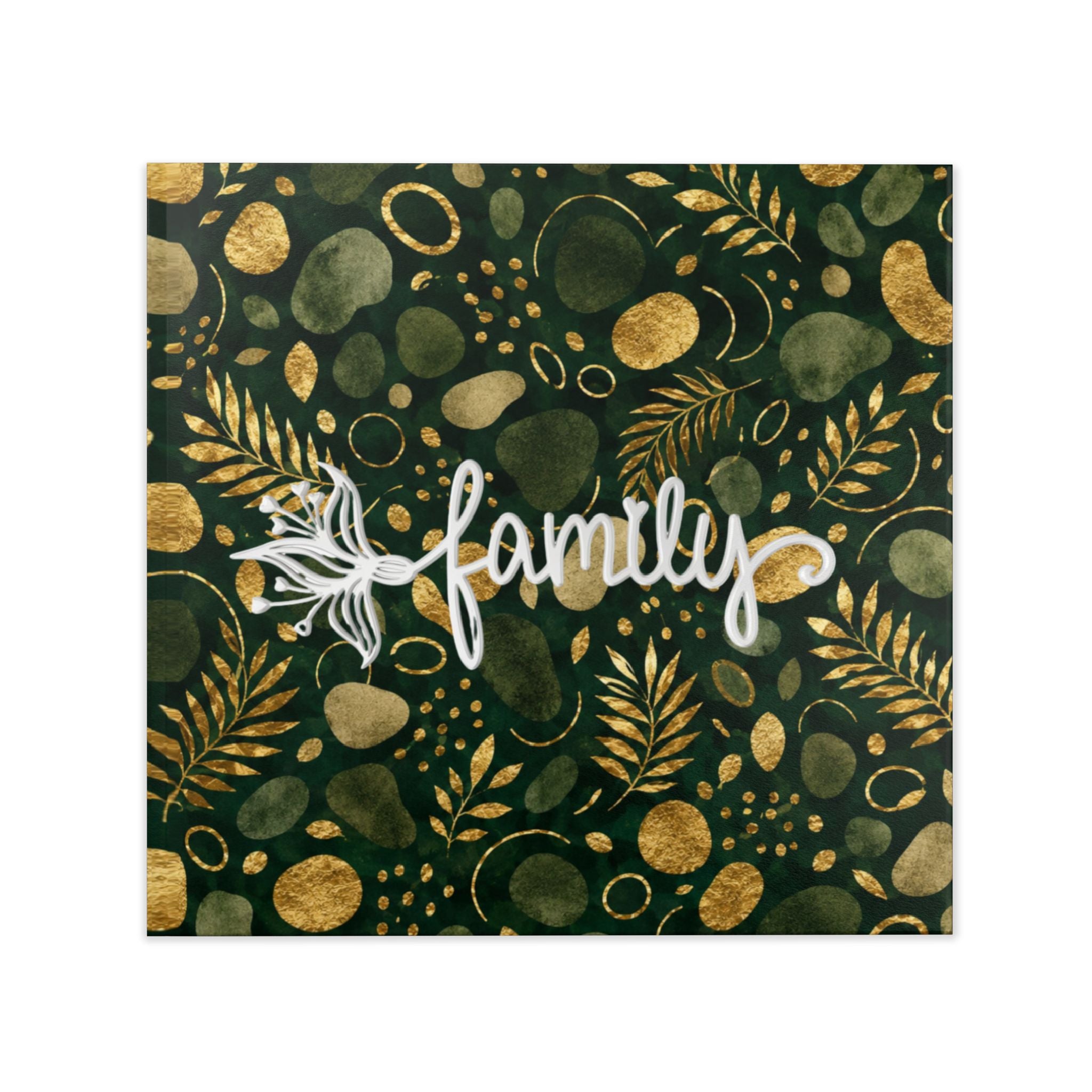 Green and Gold Leaf Pattern Hardcover Photo Book | Botanical Abstract Art