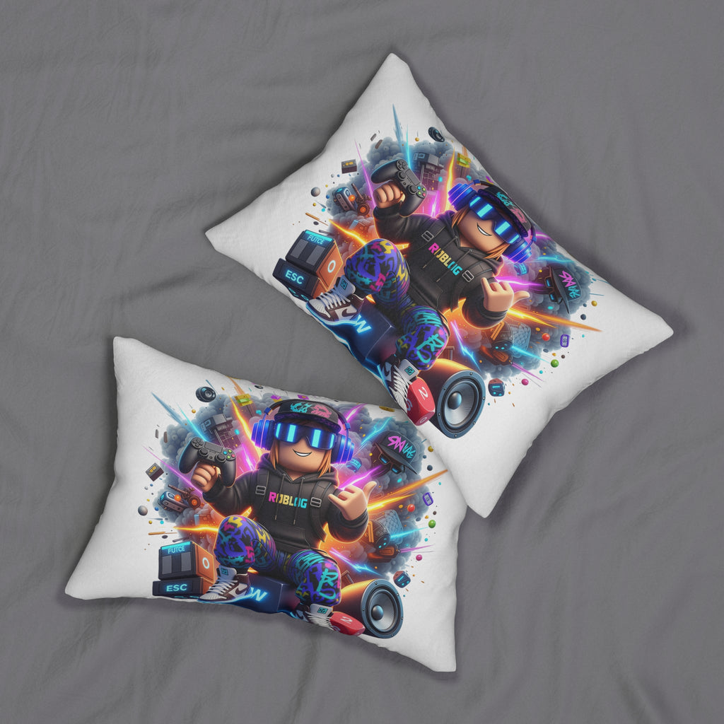 Roblox Gamer Character Neon Controller Lumbar Pillow | Gaming Avatar Pillow