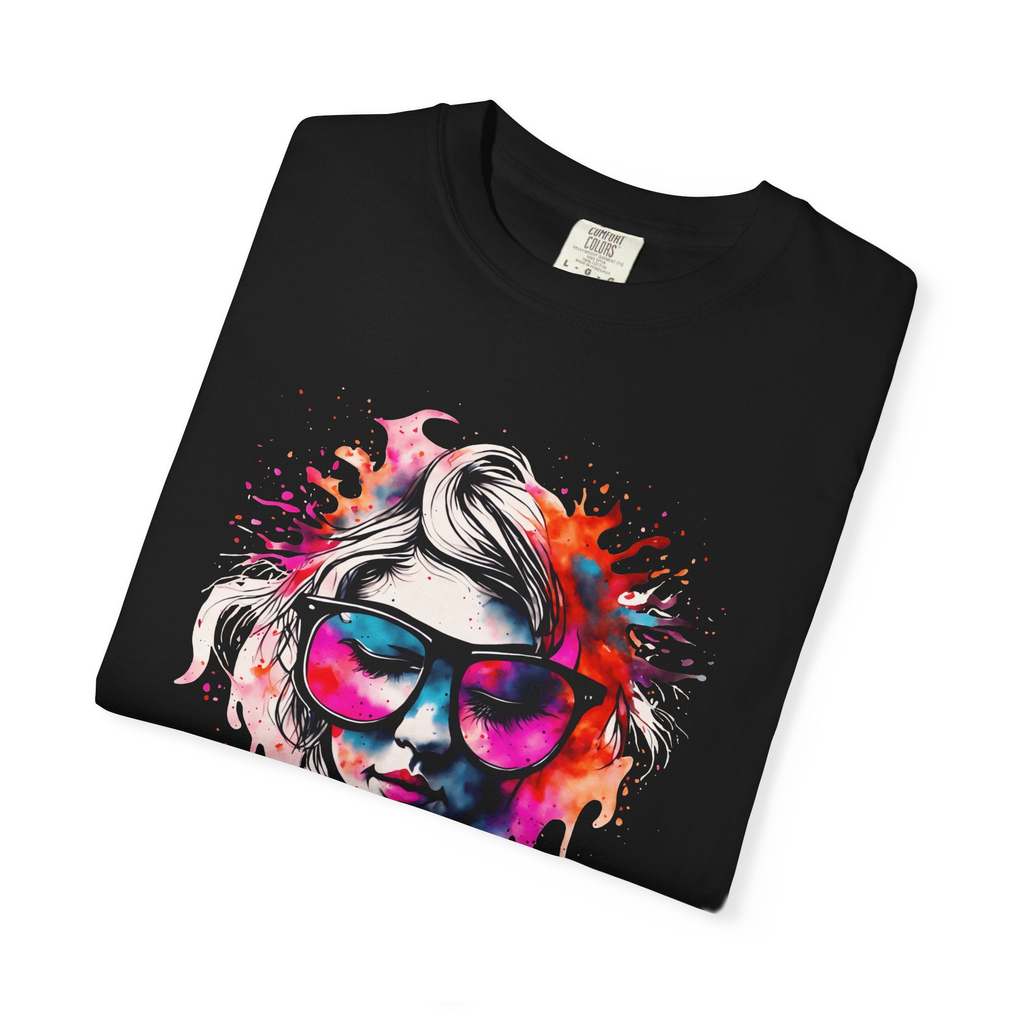 Colorful Drip Sunglasses Portrait T-Shirt | Watercolor Face Art