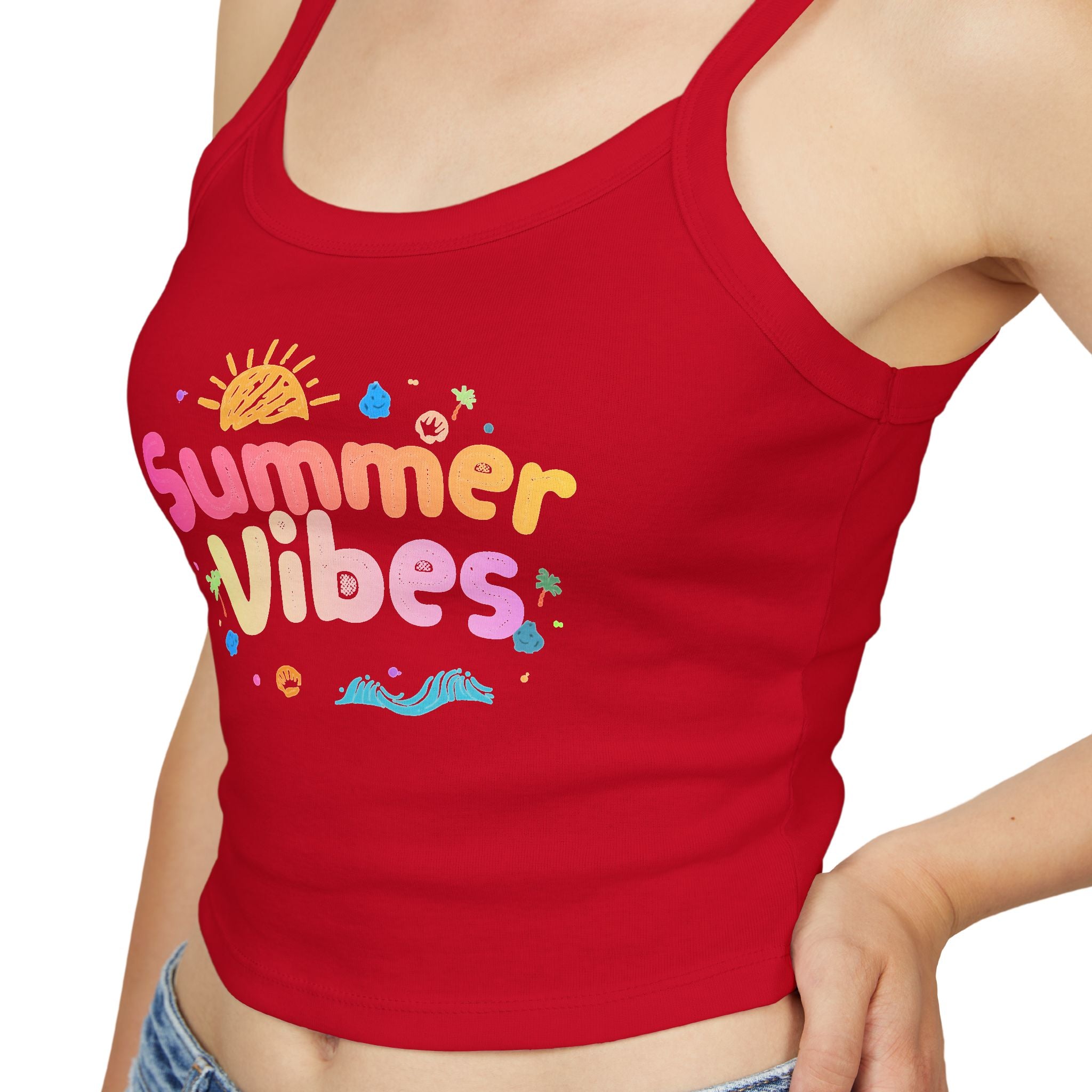 Summer Vibes graphic tank top | Spaghetti strap crop