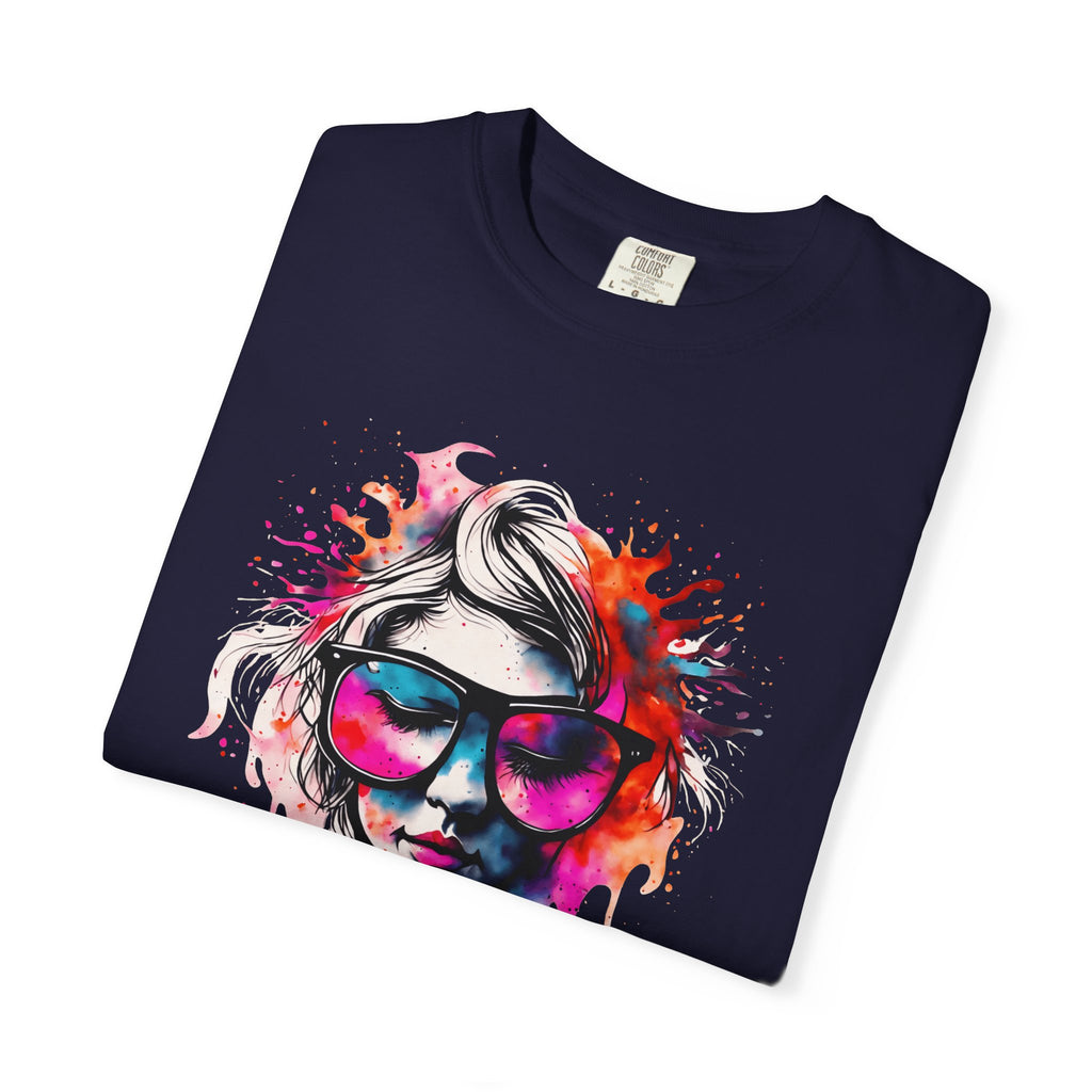 Colorful Drip Sunglasses Portrait T-Shirt | Watercolor Face Art