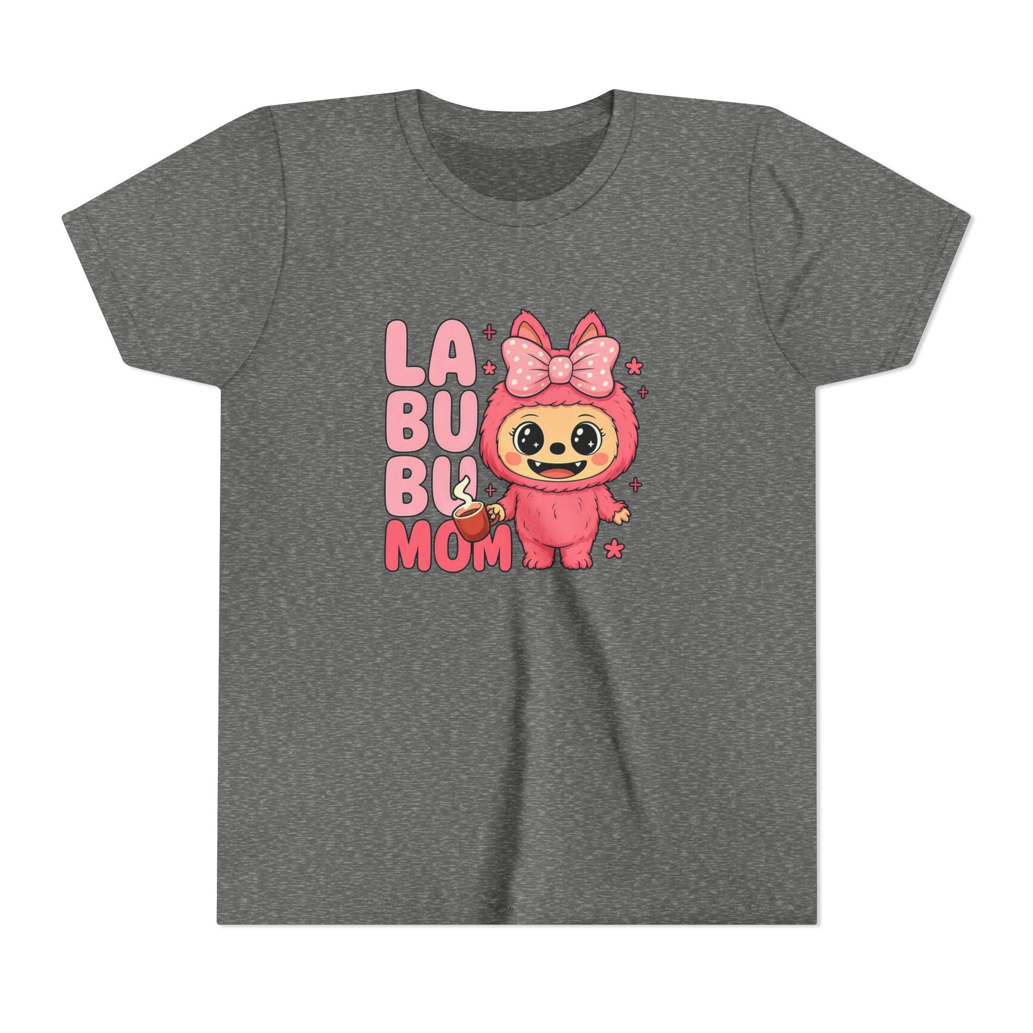 La Bubu Mom sloth character Youth Tee | cute pink bow baby sloth design