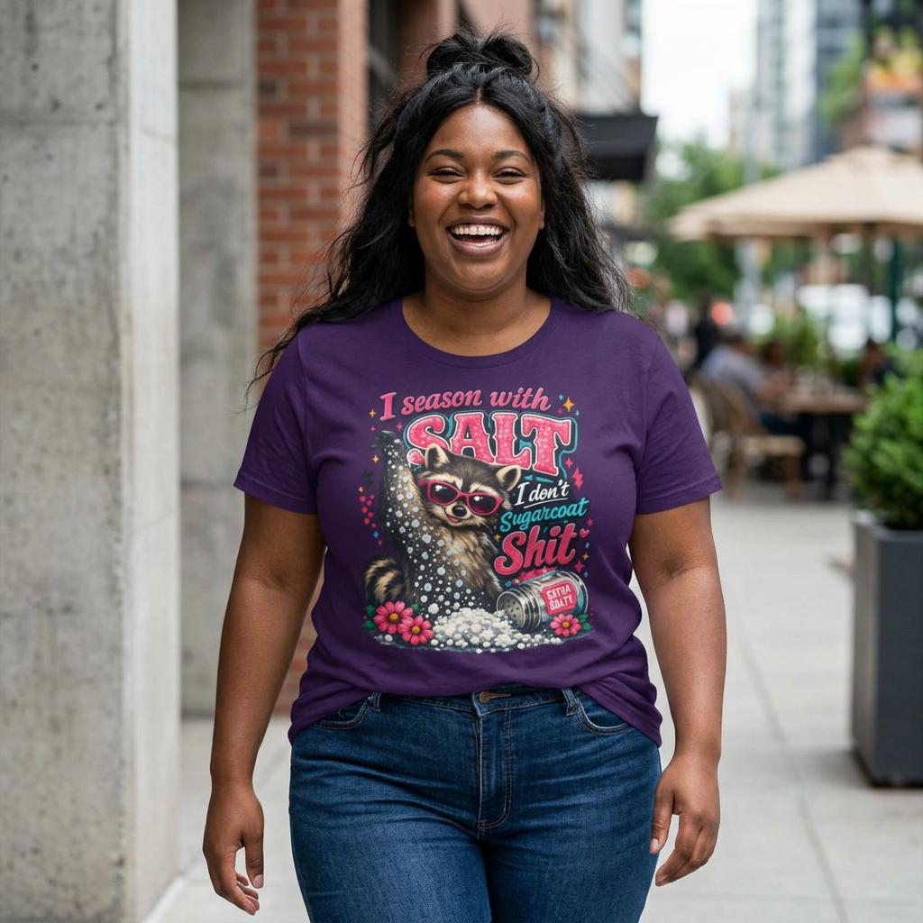 I Season With Salt Skunk Illustration Tee | Funny Floral Skunk Shirt