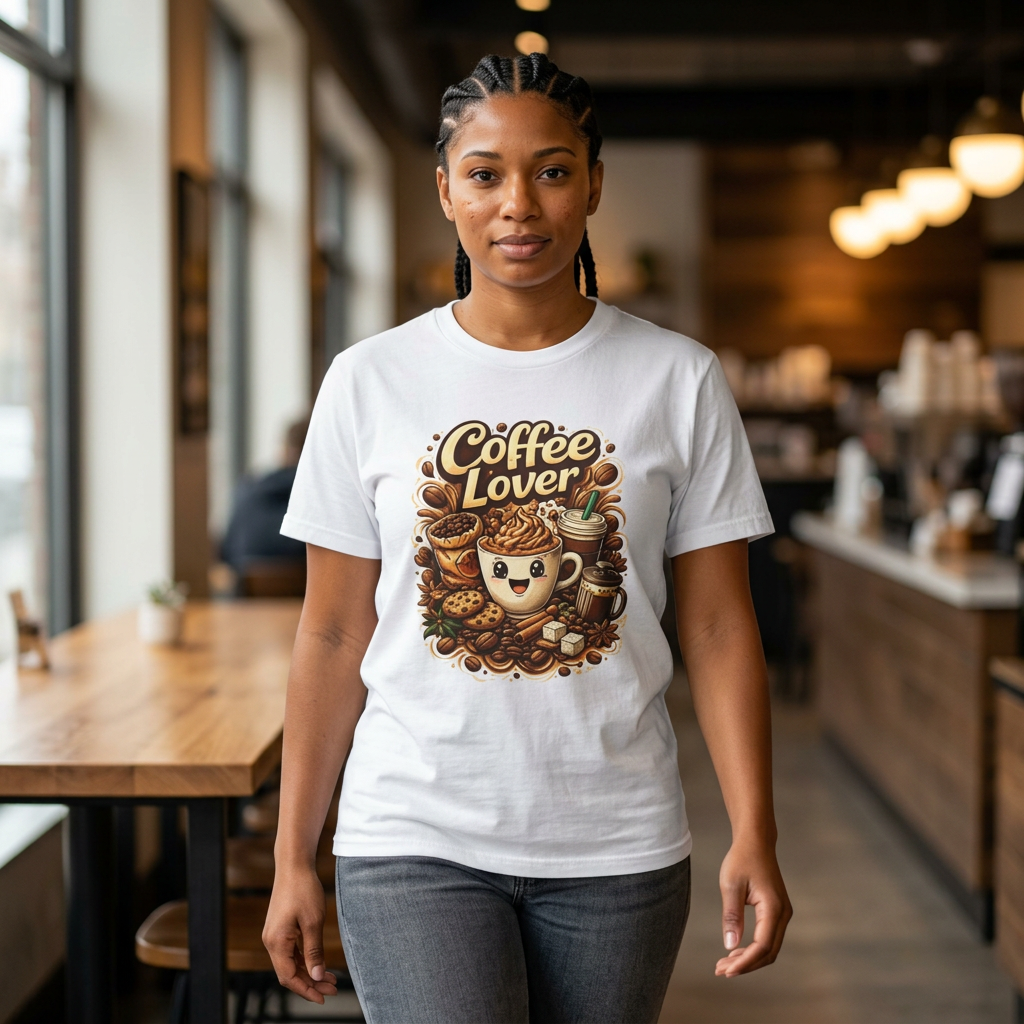 Coffee Lover latte art Coffee Lover T-shirt | Cute coffee cup illustration, beans