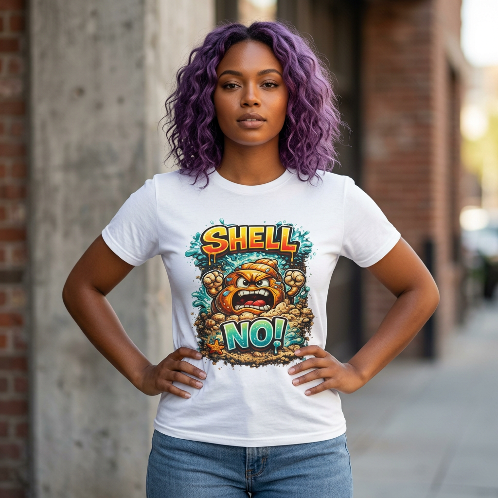 Angry Turtle Shell Cartoon T-shirt | Bold Typography, Creature Illustration