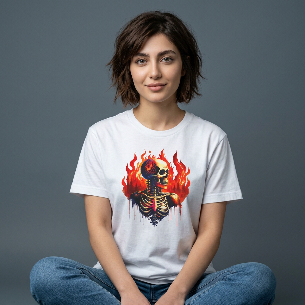 Skull Flame Unisex Heavy Cotton Tee | Edgy Casual Wear