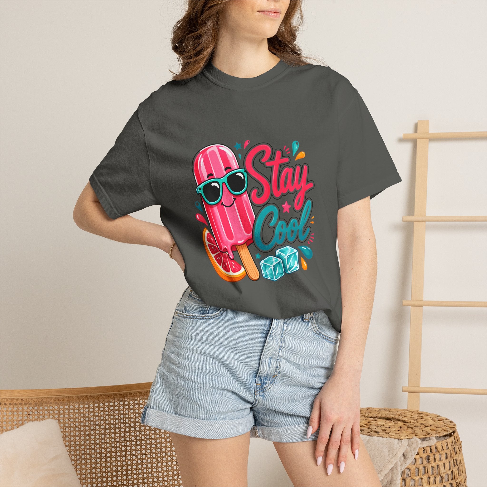Stay Cool Popsicle graphic T-shirt | Popsicle with sunglasses summer design