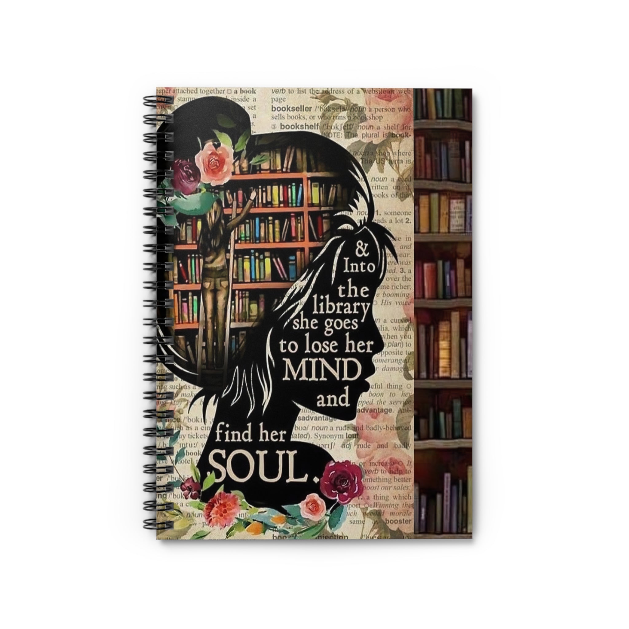 Into the Library She Goes Spiral Notebook | Ruled Journal