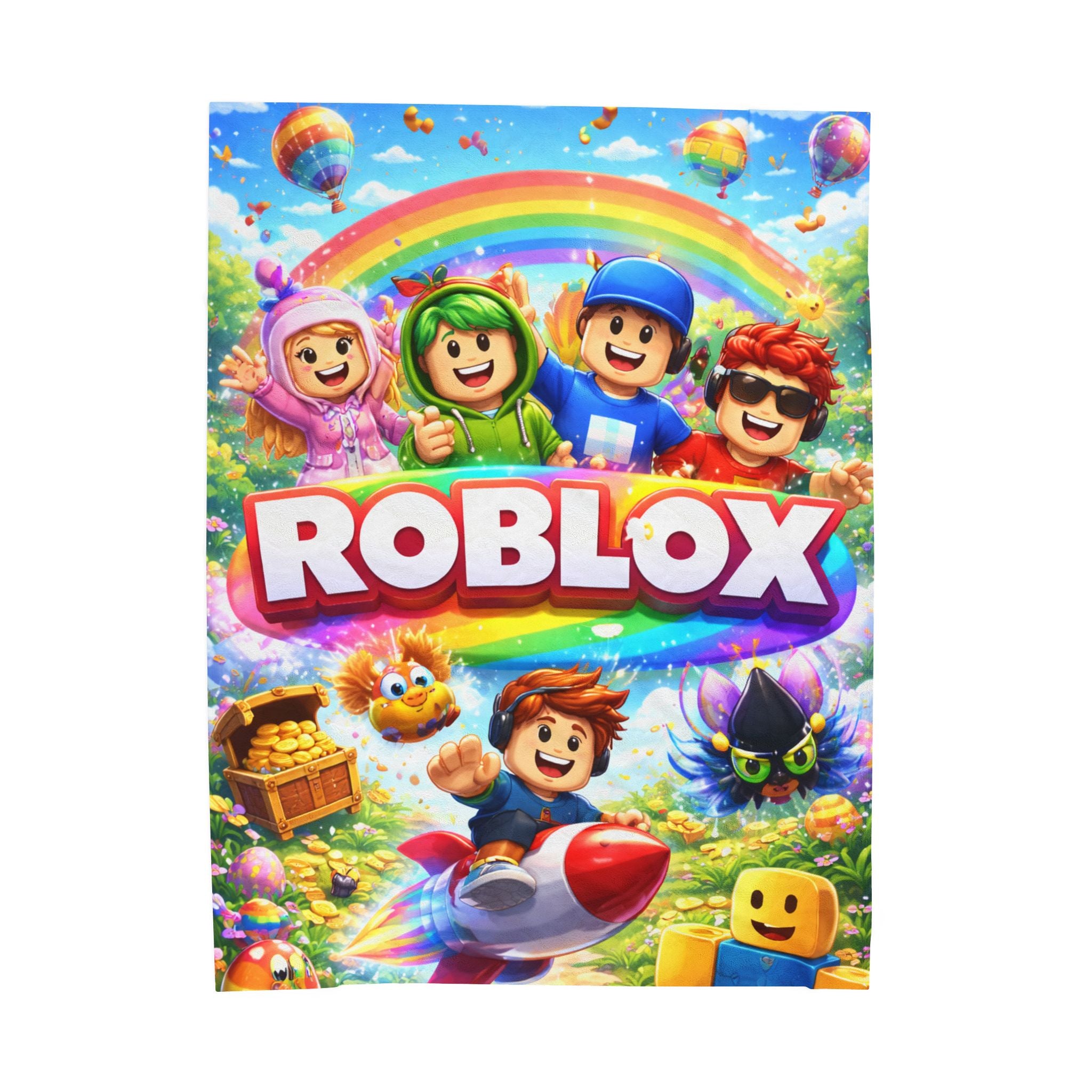Roblox Characters Colorful Rainbow Game Design Velveteen Plush Blanket