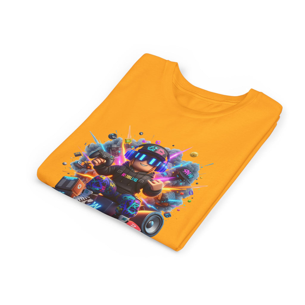 Neon Gamer Character Youth Short Sleeve Tee | Retro Arcade Controller