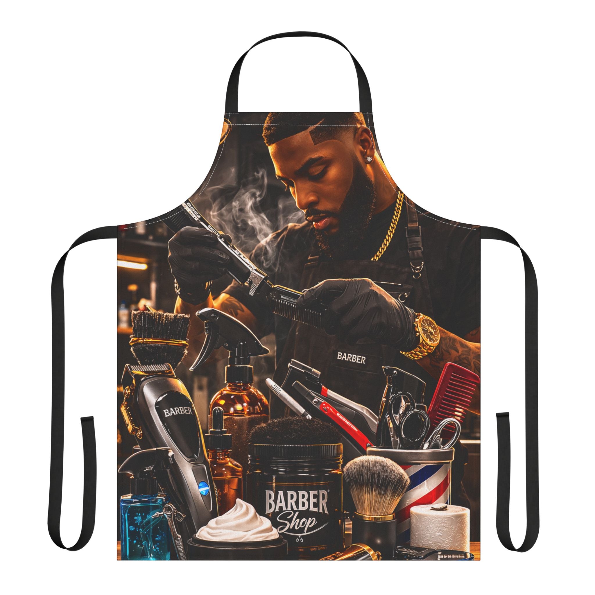 Barber Shop Collage Apron | Barber Tools Shaving Brush Razor