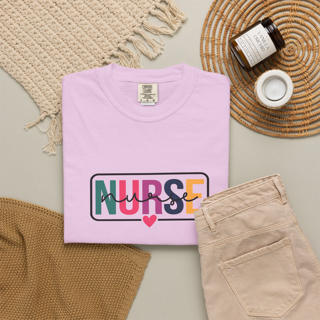 Nurse Graphic T-Shirt — "NURSE" Front + Care • Inspire • Heal Back