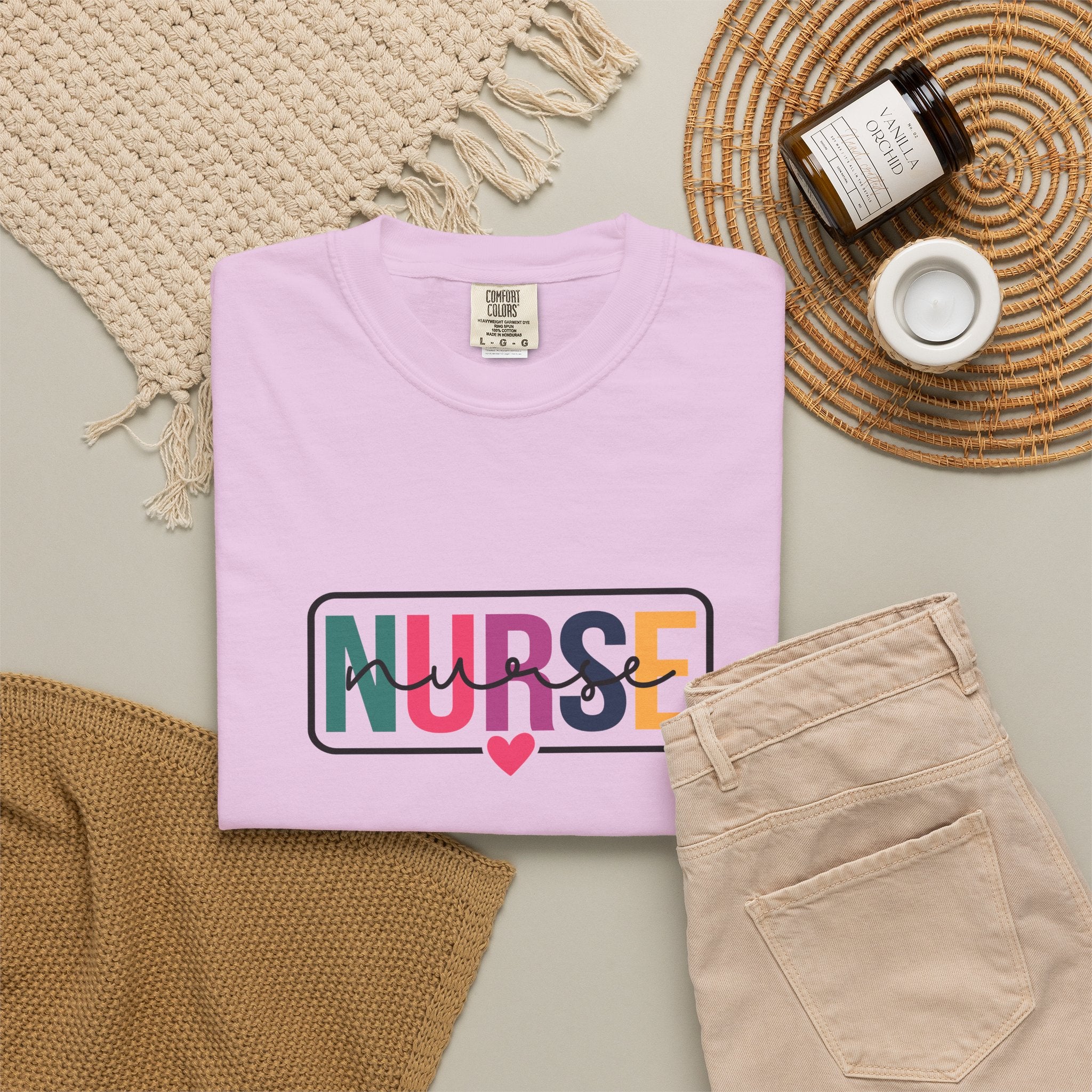 Nurse Graphic T-Shirt — "NURSE" Front + Care • Inspire • Heal Back