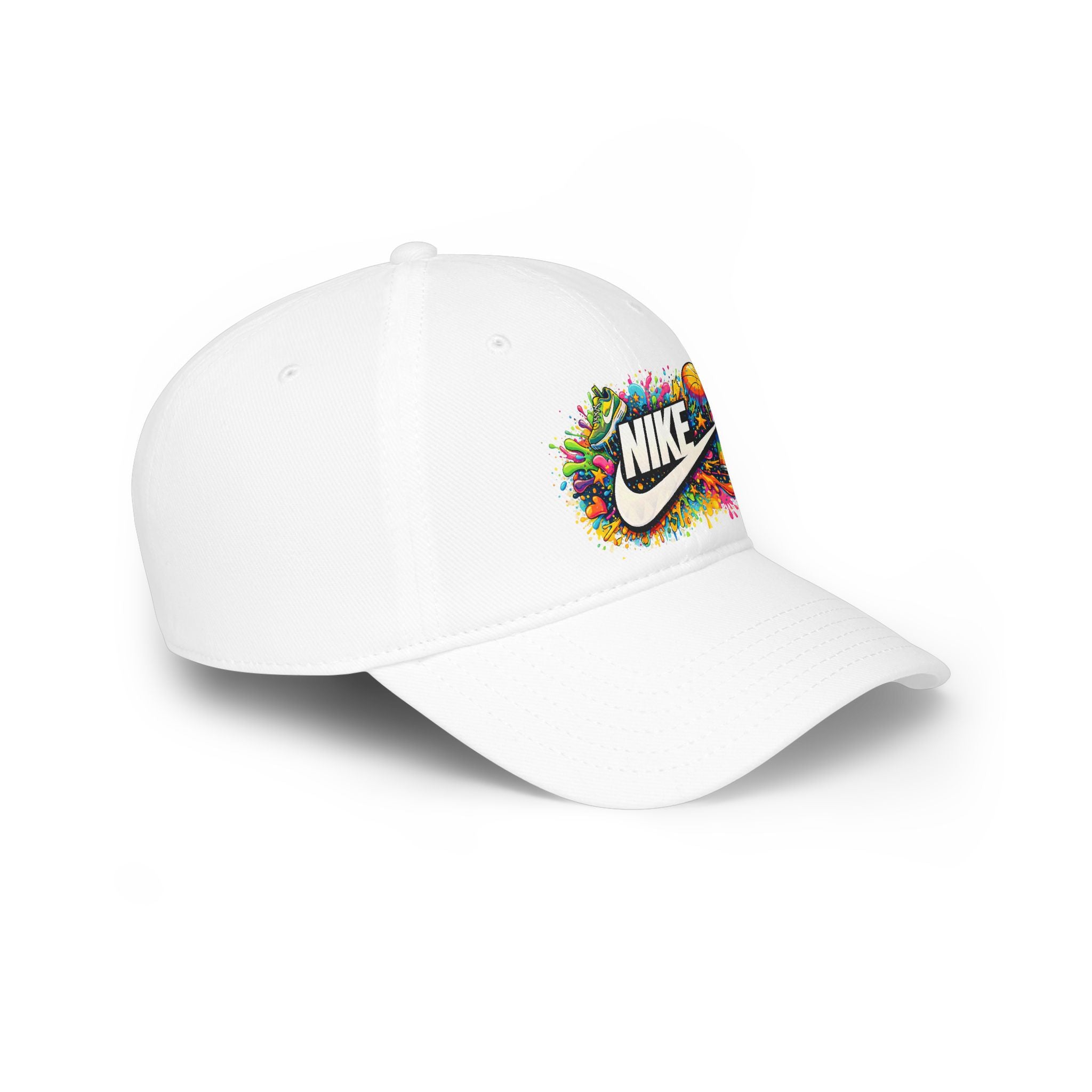 Paint Splatter Low Profile Baseball Cap — Colorful Nike Logo Splash